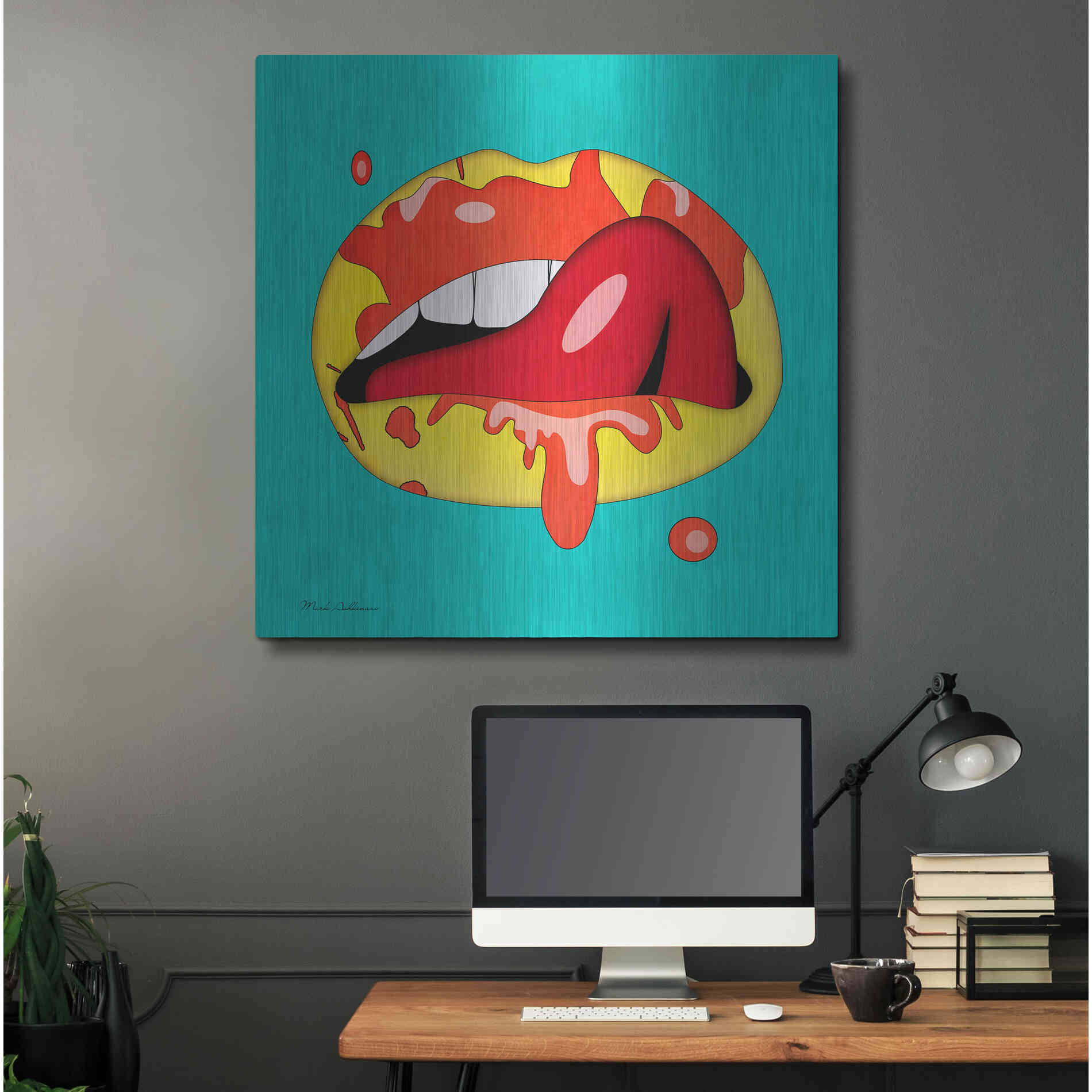 Luxe Metal Art 'Lips' by Mark Ashkenazi, Metal Wall Art,36x36