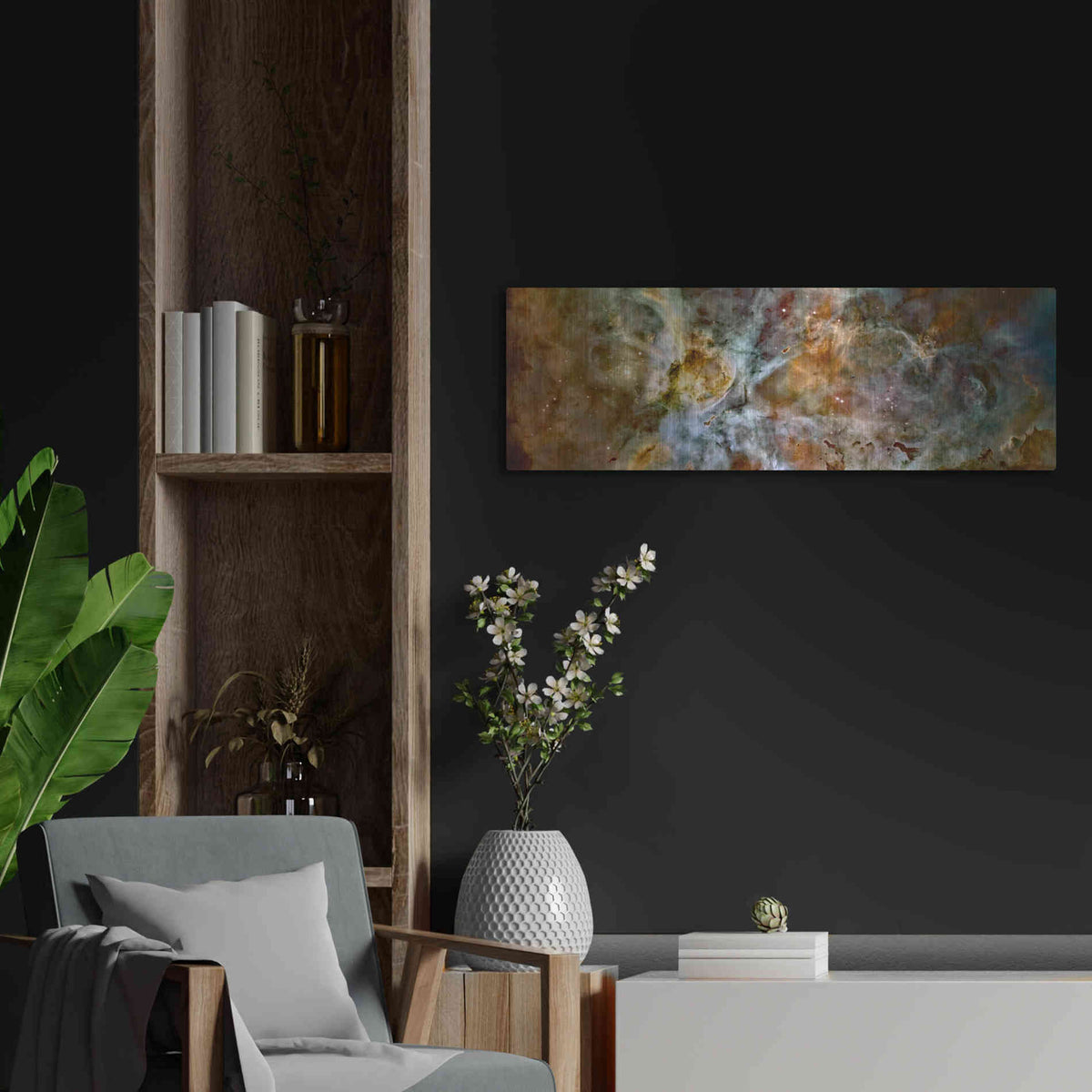 Luxe Metal Art 'Carina Nebula' Hubble Space Telescope, Metal Wall Art,36x12