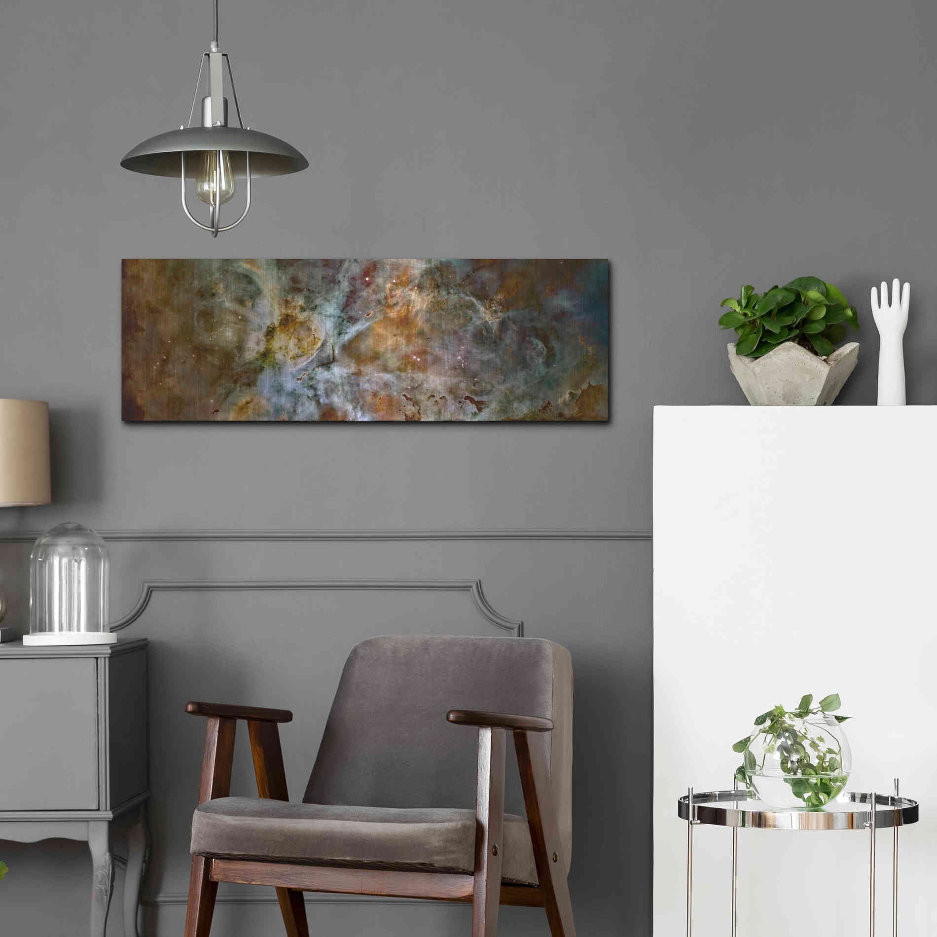 Luxe Metal Art 'Carina Nebula' Hubble Space Telescope, Metal Wall Art,36x12