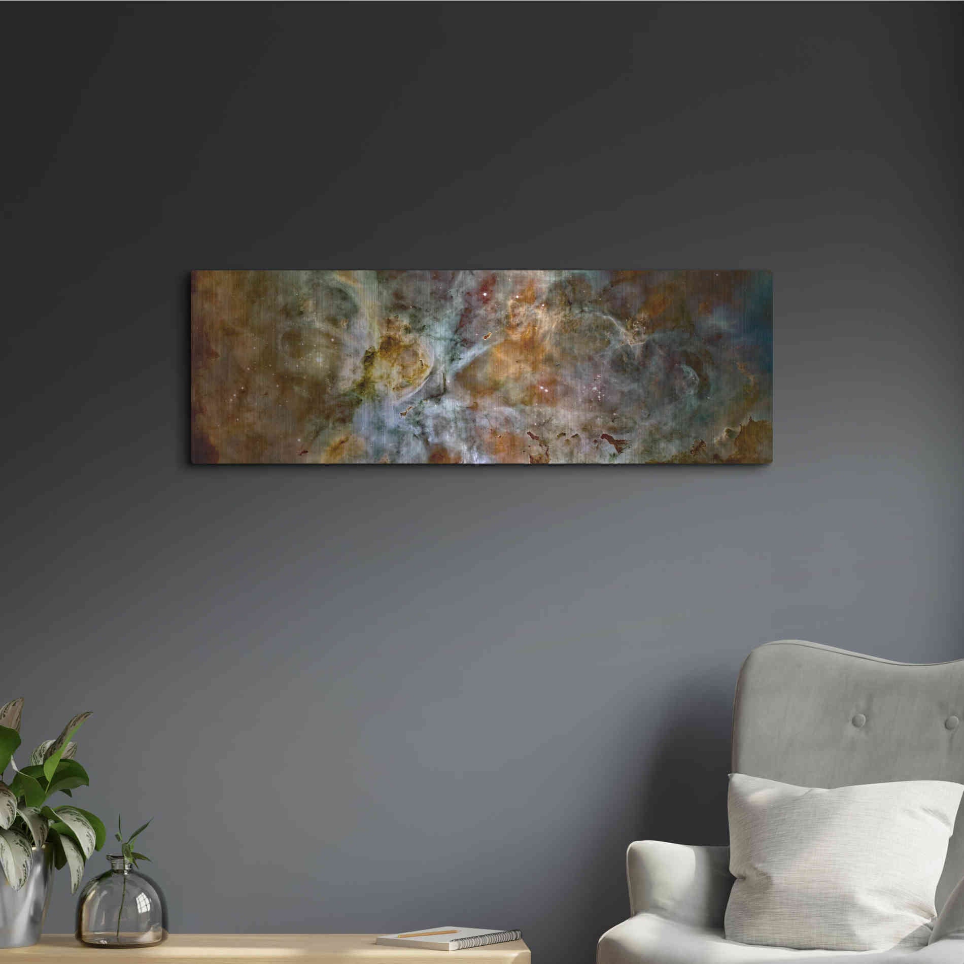 Luxe Metal Art 'Carina Nebula' Hubble Space Telescope, Metal Wall Art,36x12