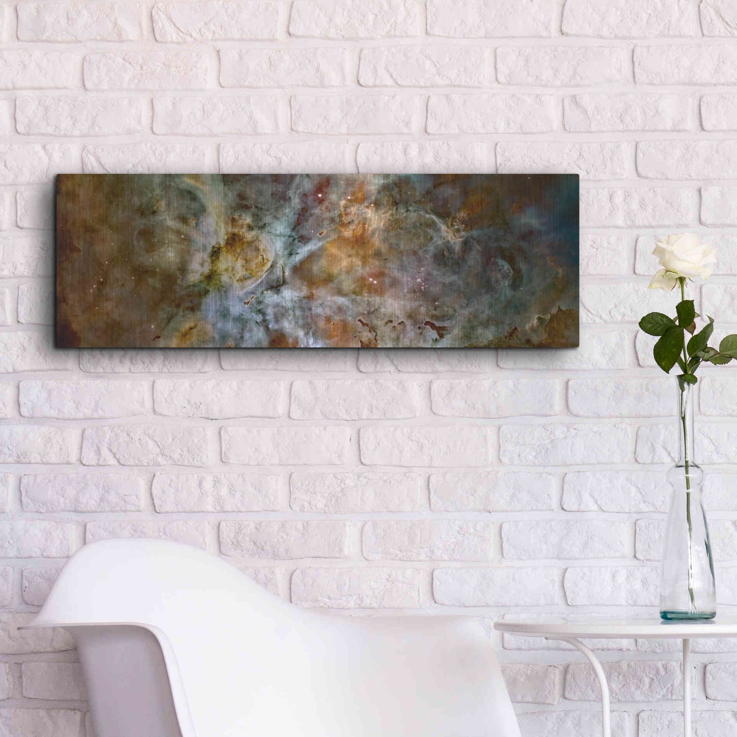 Luxe Metal Art 'Carina Nebula' Hubble Space Telescope, Metal Wall Art,36x12