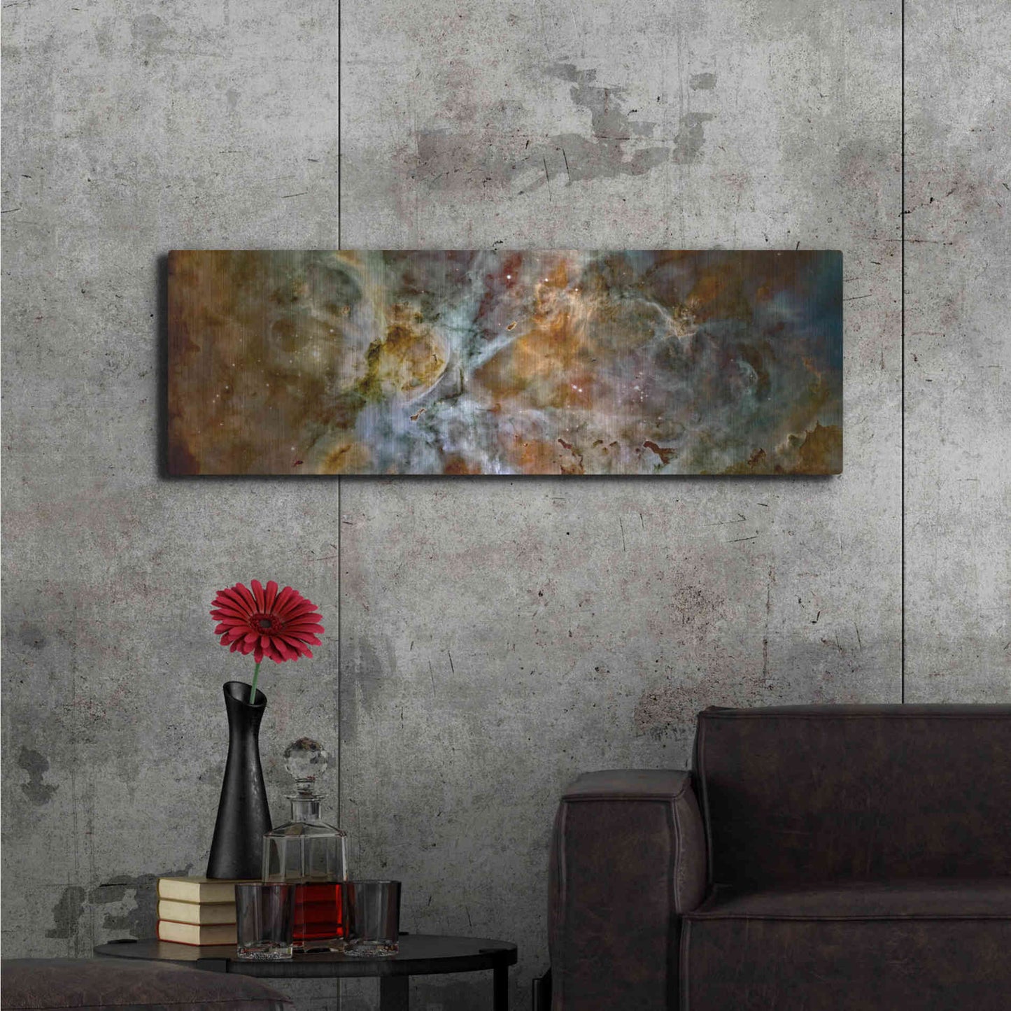 Luxe Metal Art 'Carina Nebula' Hubble Space Telescope, Metal Wall Art,48x16