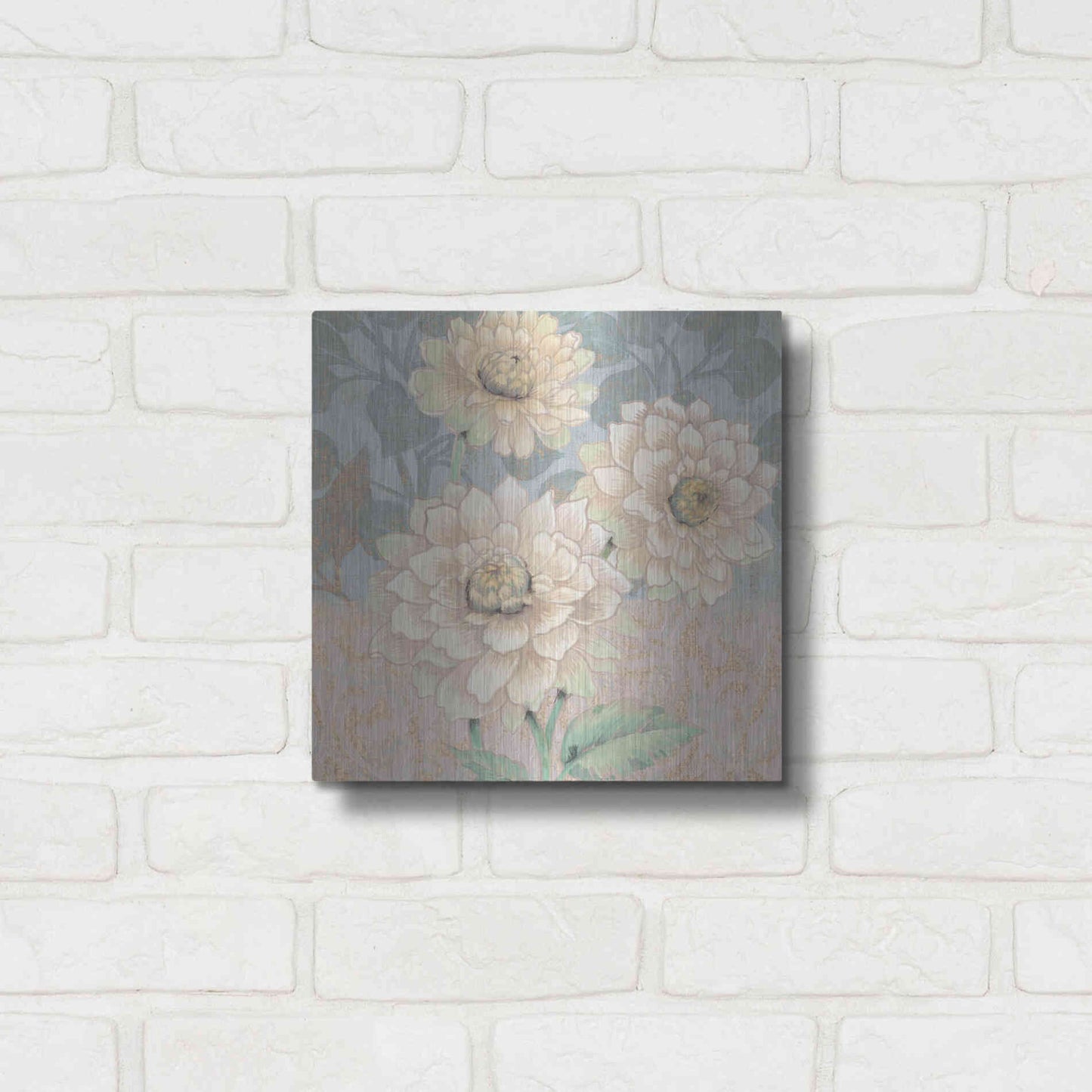 Luxe Metal Art 'Trois Fleurs Collection B' by Tim O'Toole, Metal Wall Art,12x12