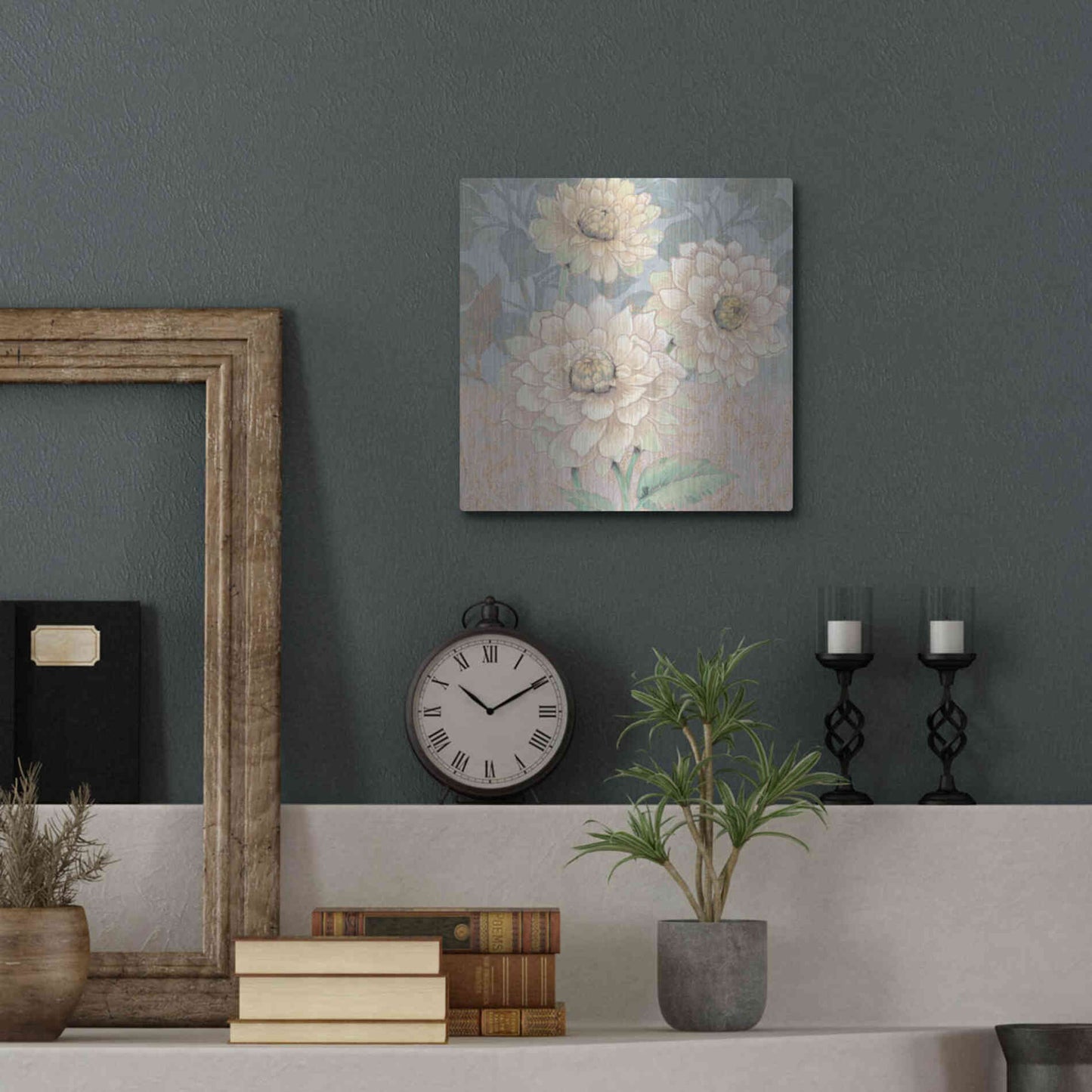 Luxe Metal Art 'Trois Fleurs Collection B' by Tim O'Toole, Metal Wall Art,12x12