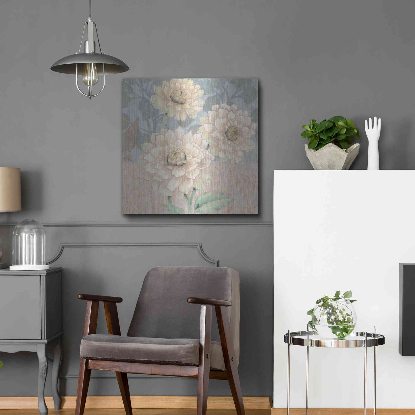 Luxe Metal Art 'Trois Fleurs Collection B' by Tim O'Toole, Metal Wall Art,24x24