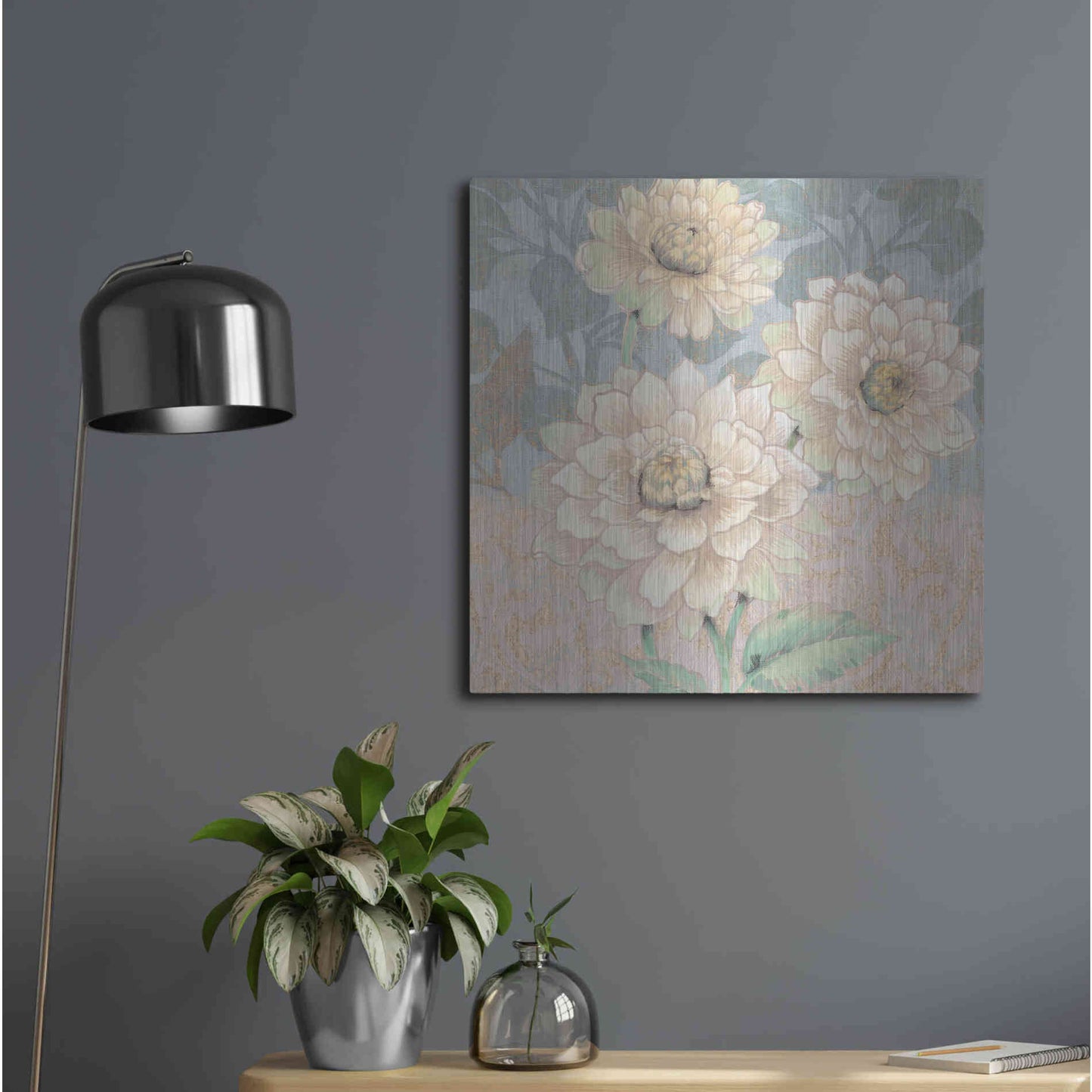 Luxe Metal Art 'Trois Fleurs Collection B' by Tim O'Toole, Metal Wall Art,24x24
