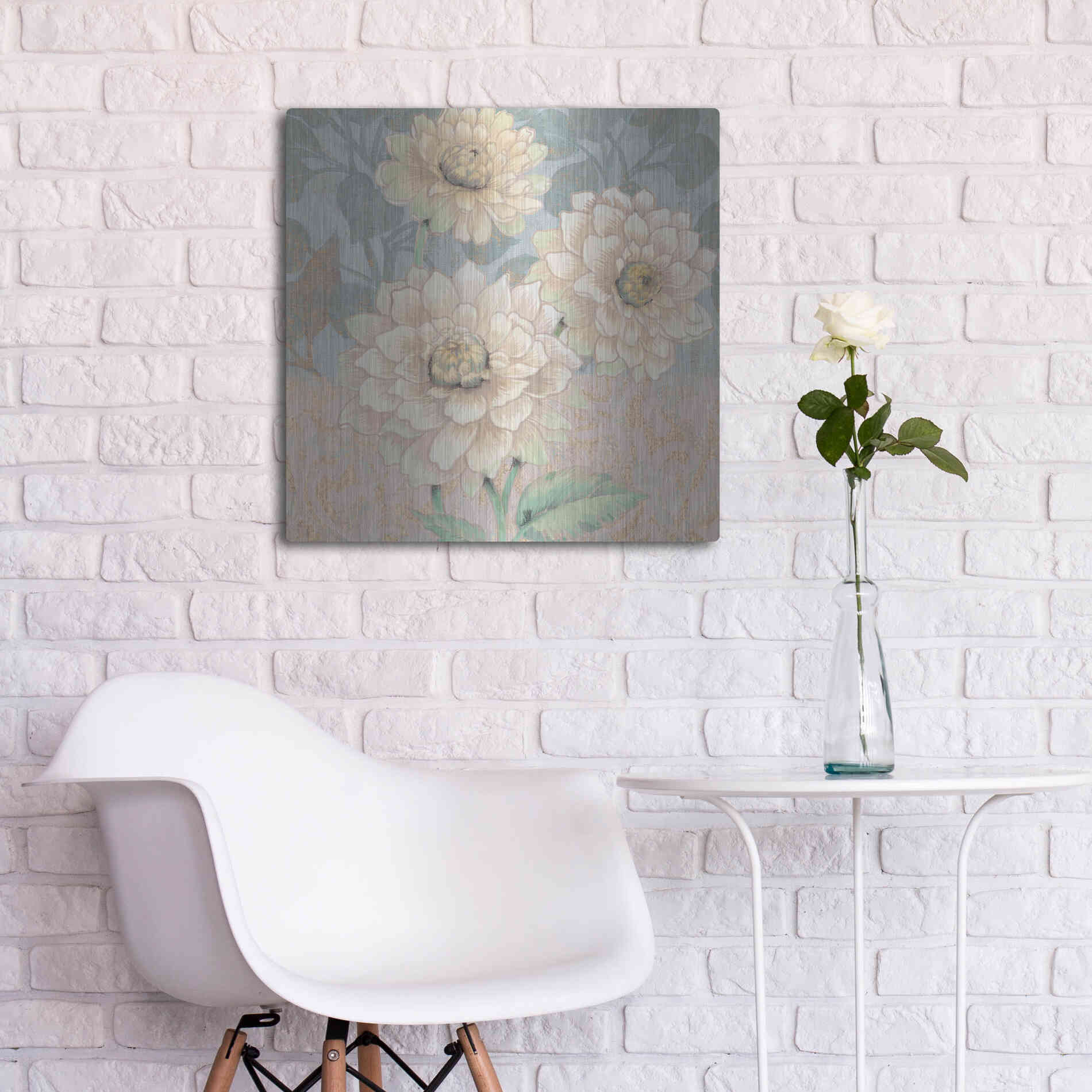 Luxe Metal Art 'Trois Fleurs Collection B' by Tim O'Toole, Metal Wall Art,24x24