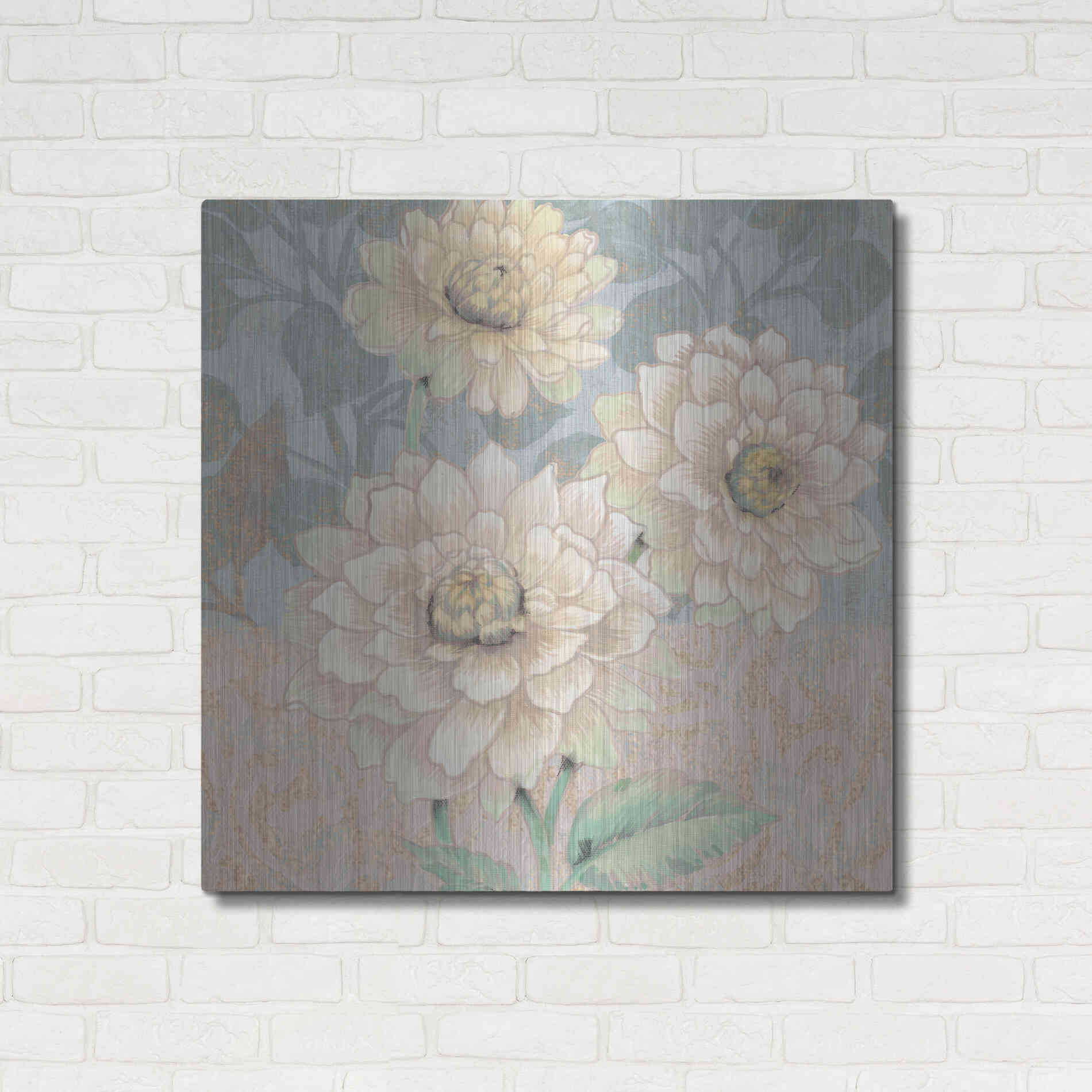 Luxe Metal Art 'Trois Fleurs Collection B' by Tim O'Toole, Metal Wall Art,36x36