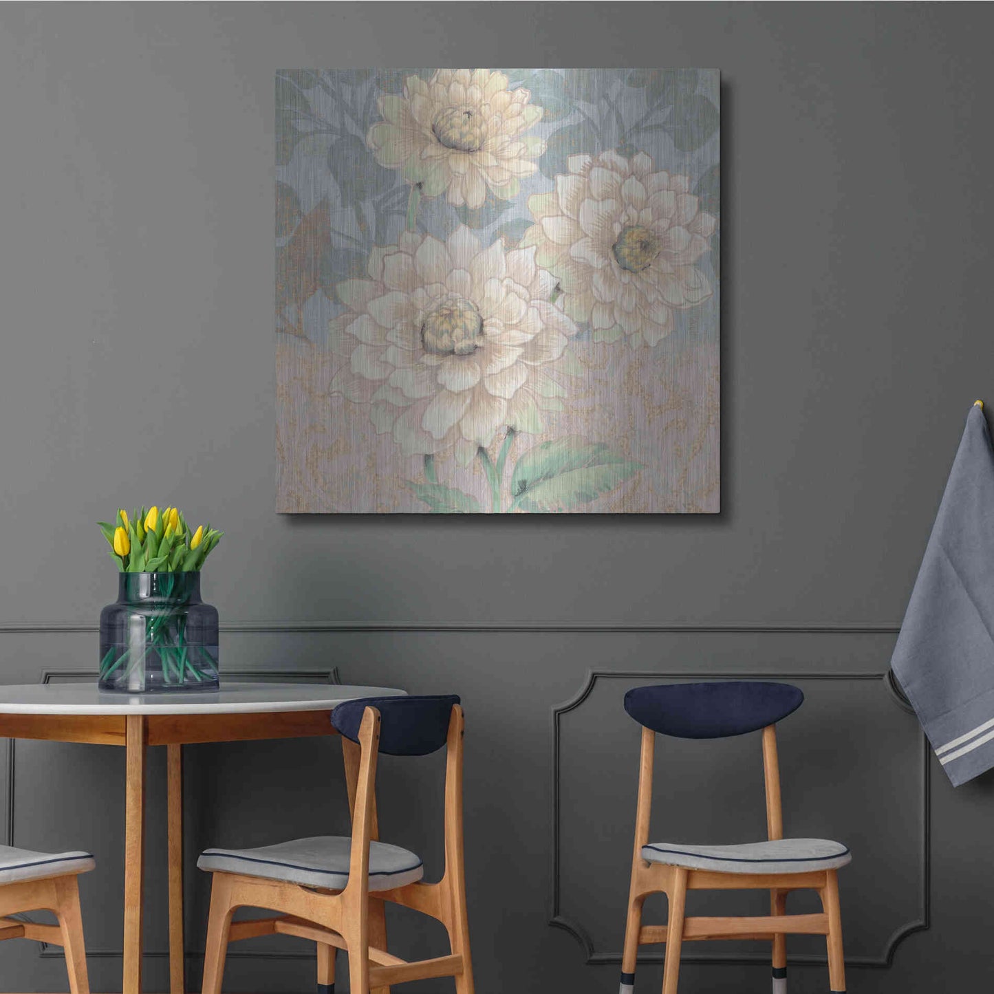 Luxe Metal Art 'Trois Fleurs Collection B' by Tim O'Toole, Metal Wall Art,36x36