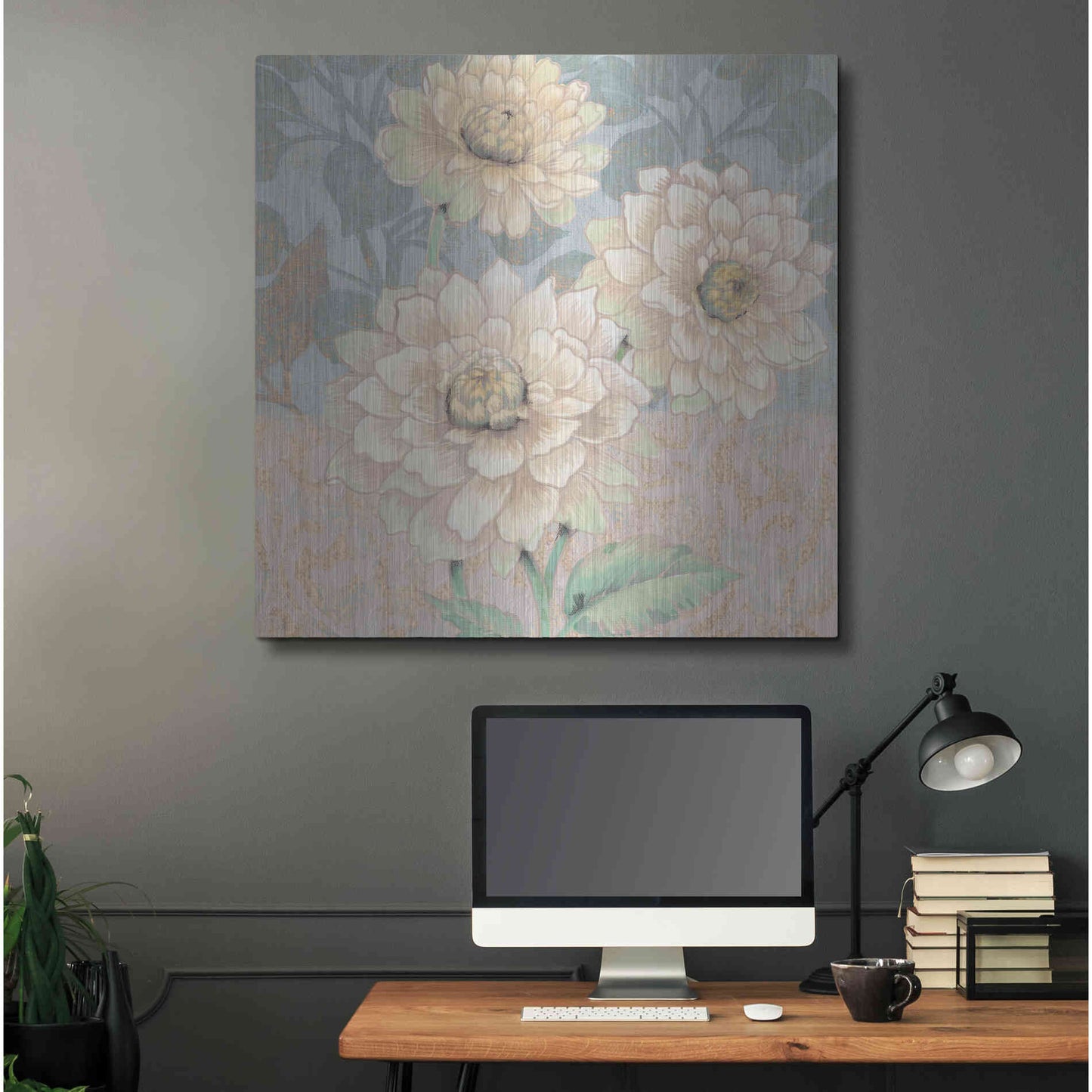 Luxe Metal Art 'Trois Fleurs Collection B' by Tim O'Toole, Metal Wall Art,36x36