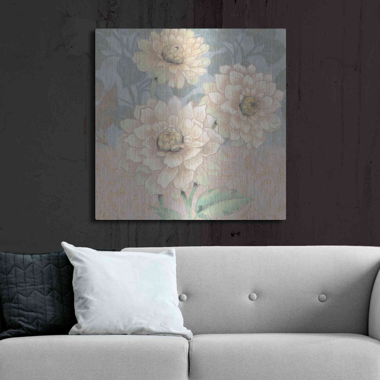 Luxe Metal Art 'Trois Fleurs Collection B' by Tim O'Toole, Metal Wall Art,36x36