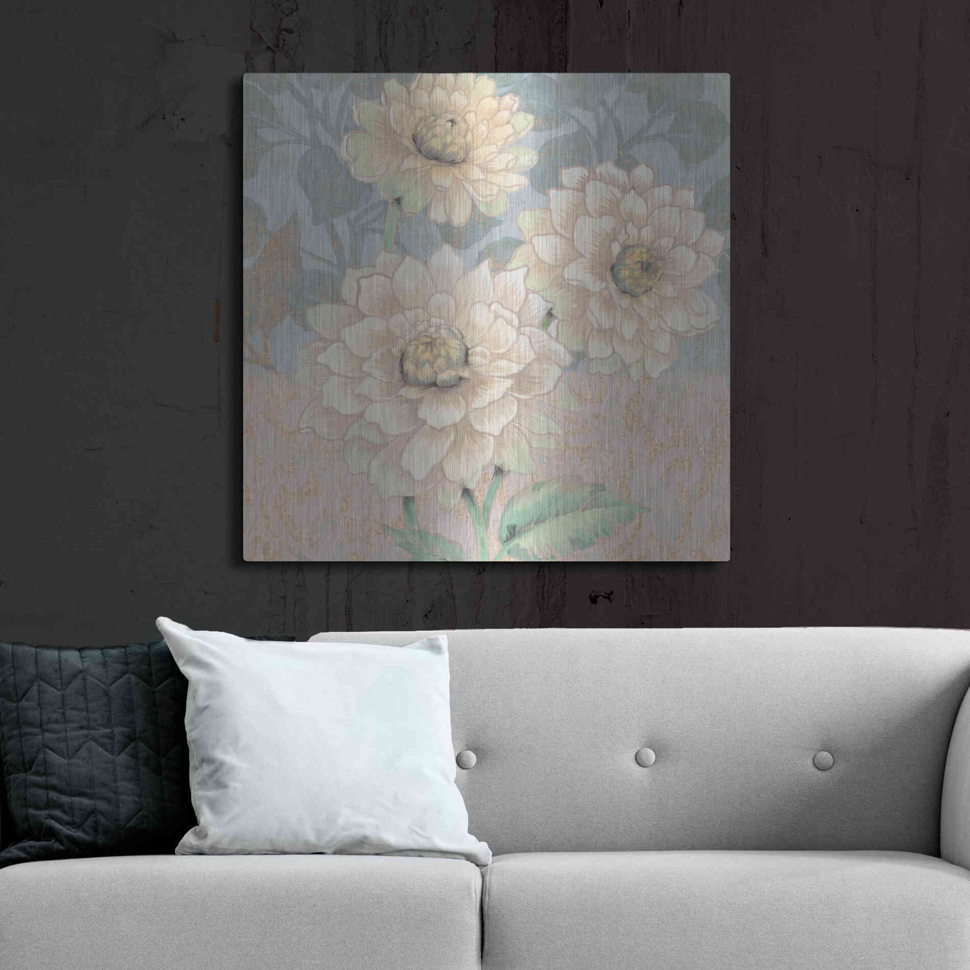 Luxe Metal Art 'Trois Fleurs Collection B' by Tim O'Toole, Metal Wall Art,36x36