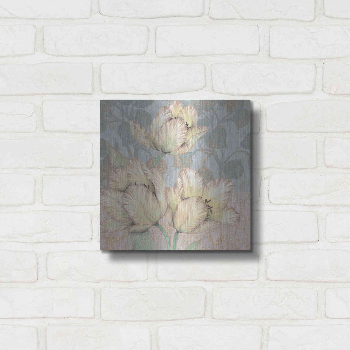 Luxe Metal Art 'Trois Fleurs Collection D' by Tim O'Toole, Metal Wall Art,12x12