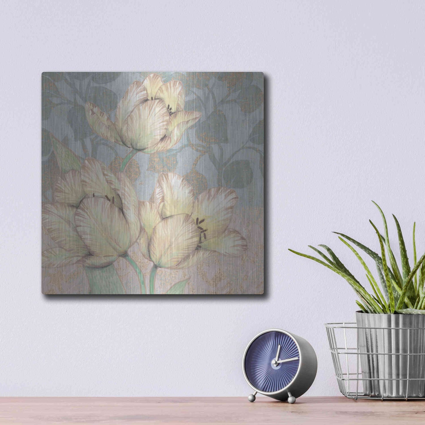Luxe Metal Art 'Trois Fleurs Collection D' by Tim O'Toole, Metal Wall Art,12x12