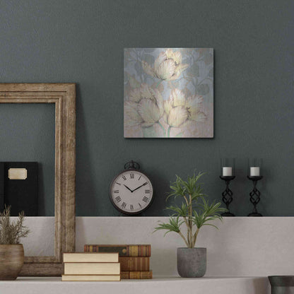 Luxe Metal Art 'Trois Fleurs Collection D' by Tim O'Toole, Metal Wall Art,12x12