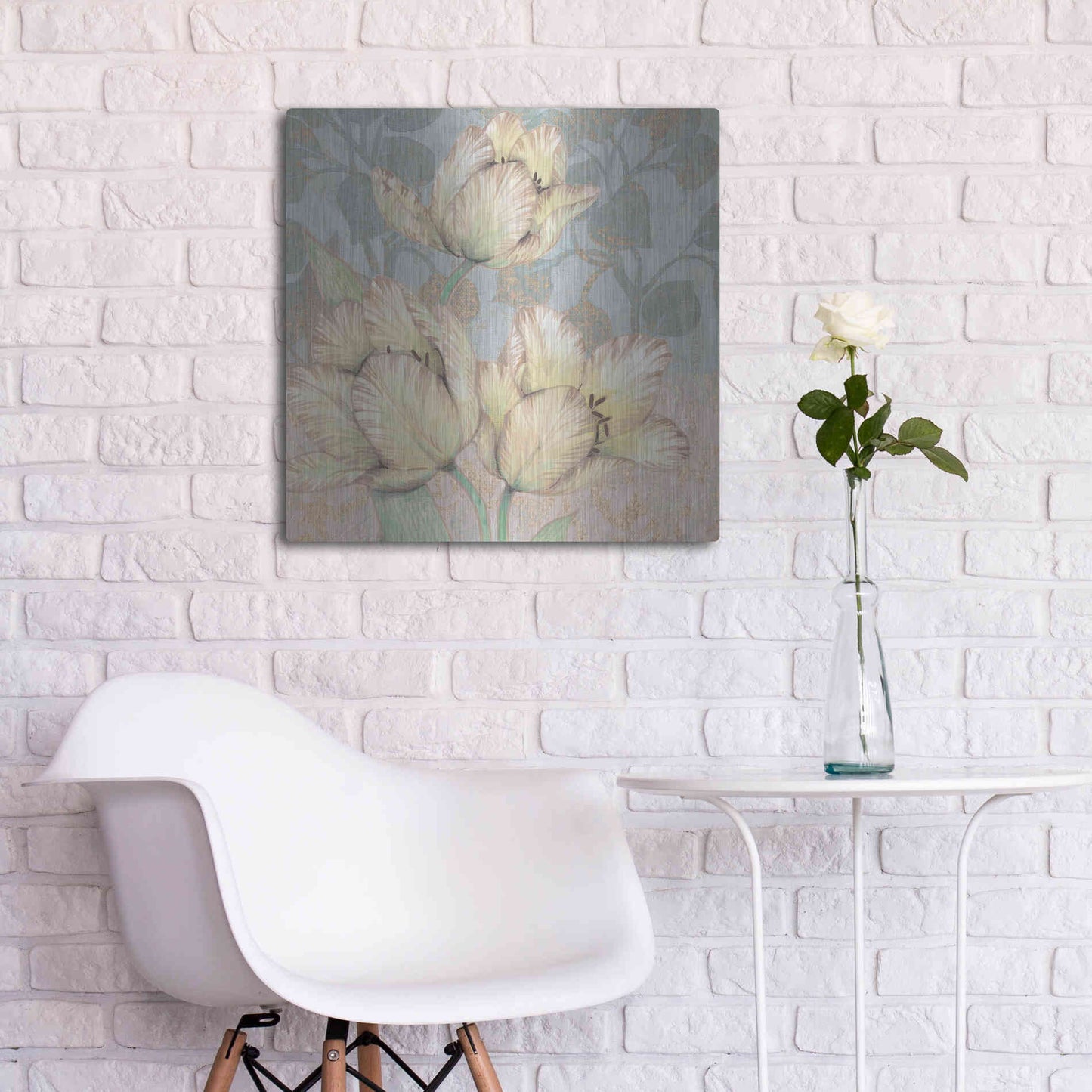 Luxe Metal Art 'Trois Fleurs Collection D' by Tim O'Toole, Metal Wall Art,24x24