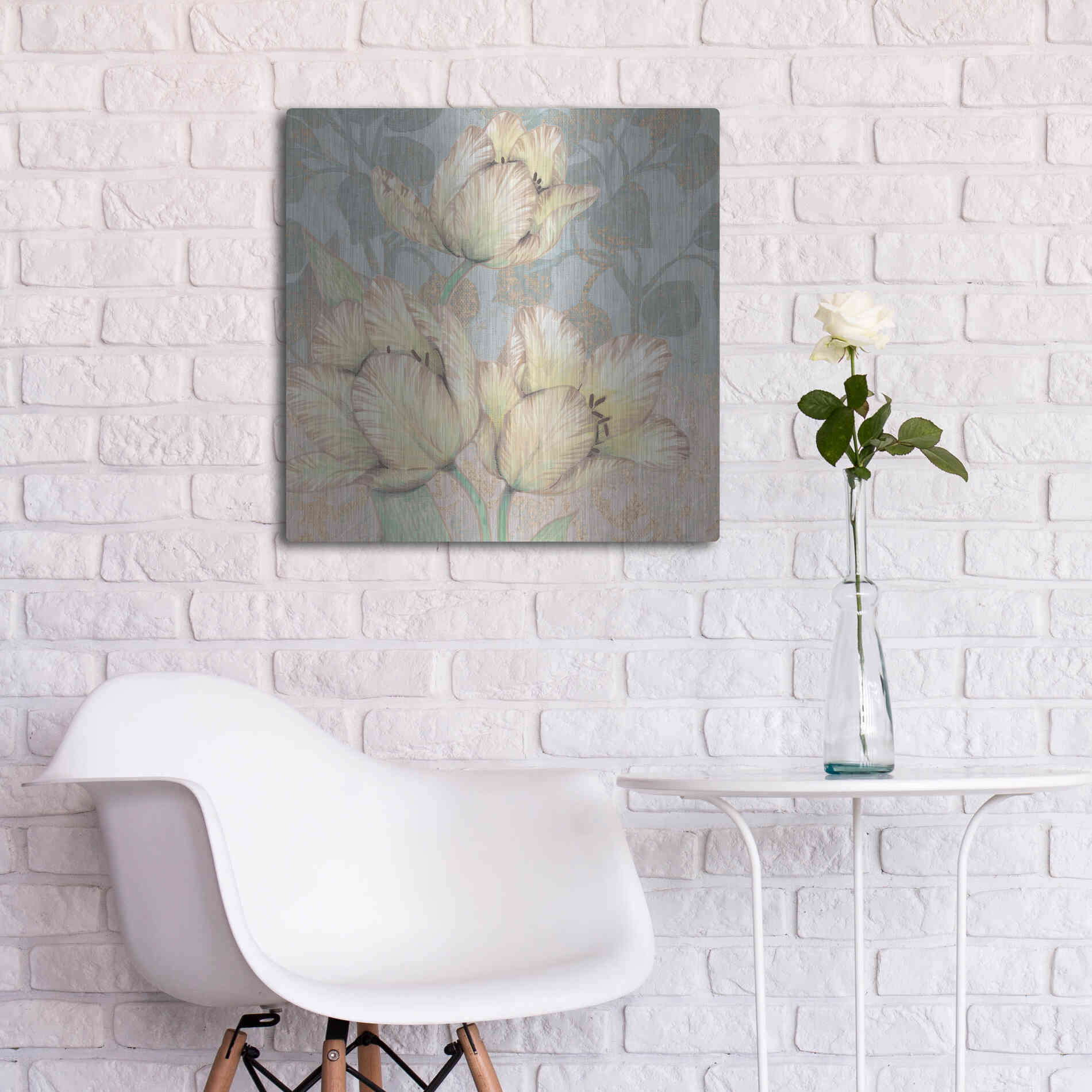 Luxe Metal Art 'Trois Fleurs Collection D' by Tim O'Toole, Metal Wall Art,24x24