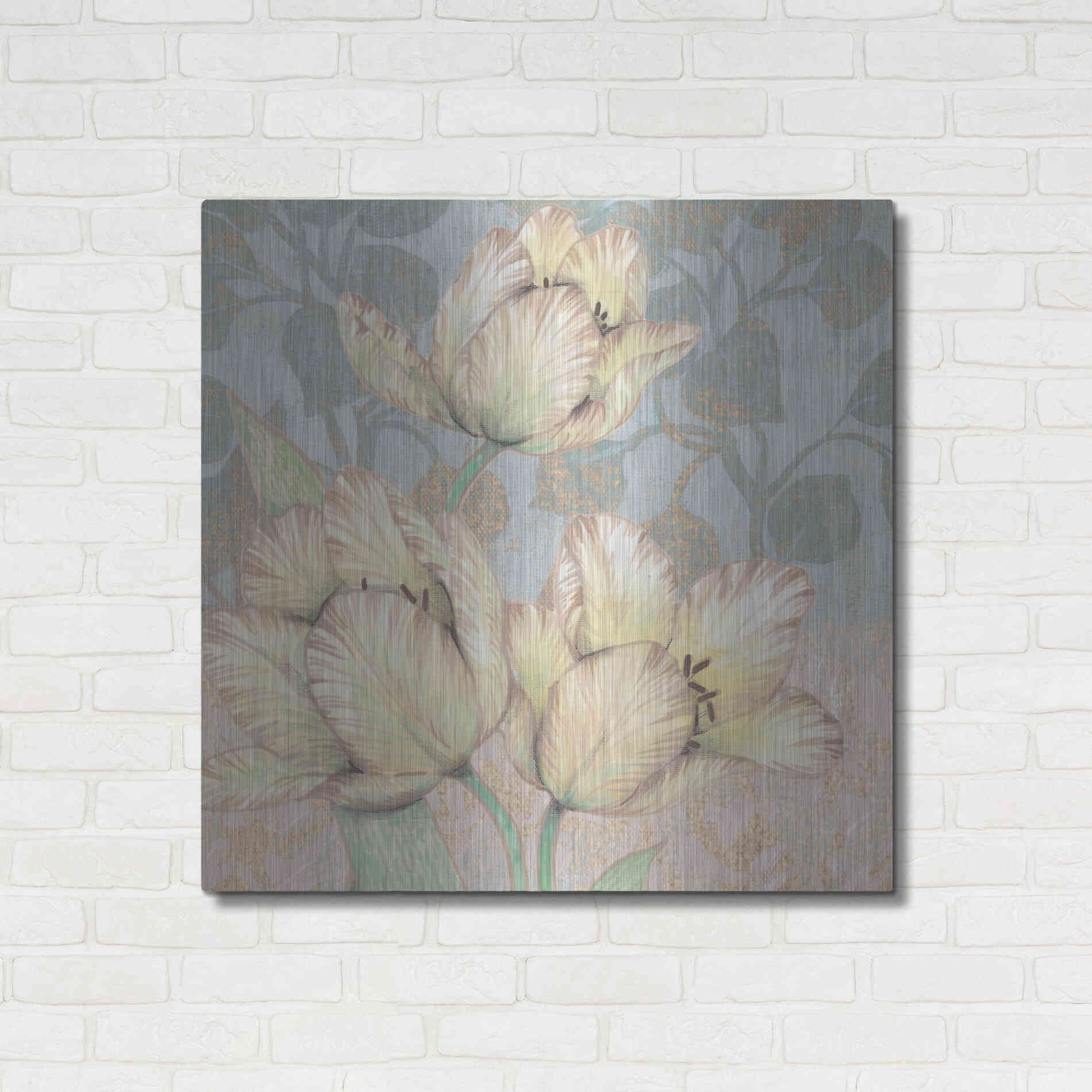 Luxe Metal Art 'Trois Fleurs Collection D' by Tim O'Toole, Metal Wall Art,36x36