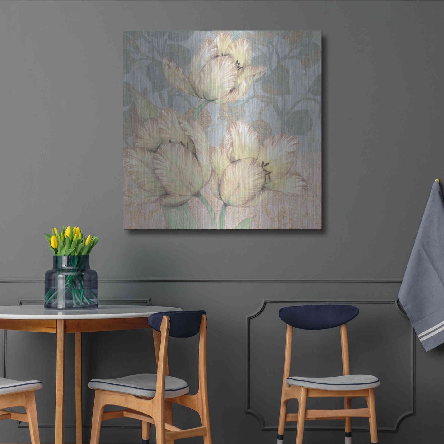 Luxe Metal Art 'Trois Fleurs Collection D' by Tim O'Toole, Metal Wall Art,36x36