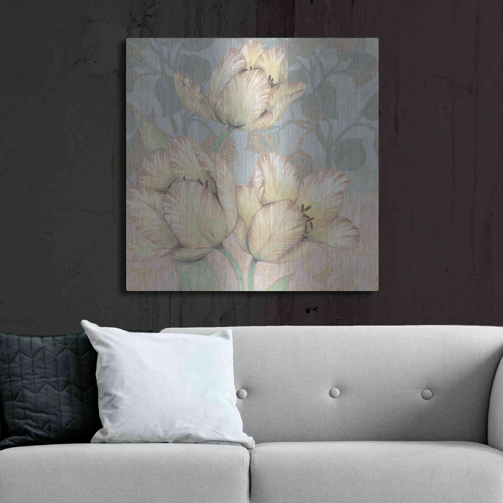 Luxe Metal Art 'Trois Fleurs Collection D' by Tim O'Toole, Metal Wall Art,36x36