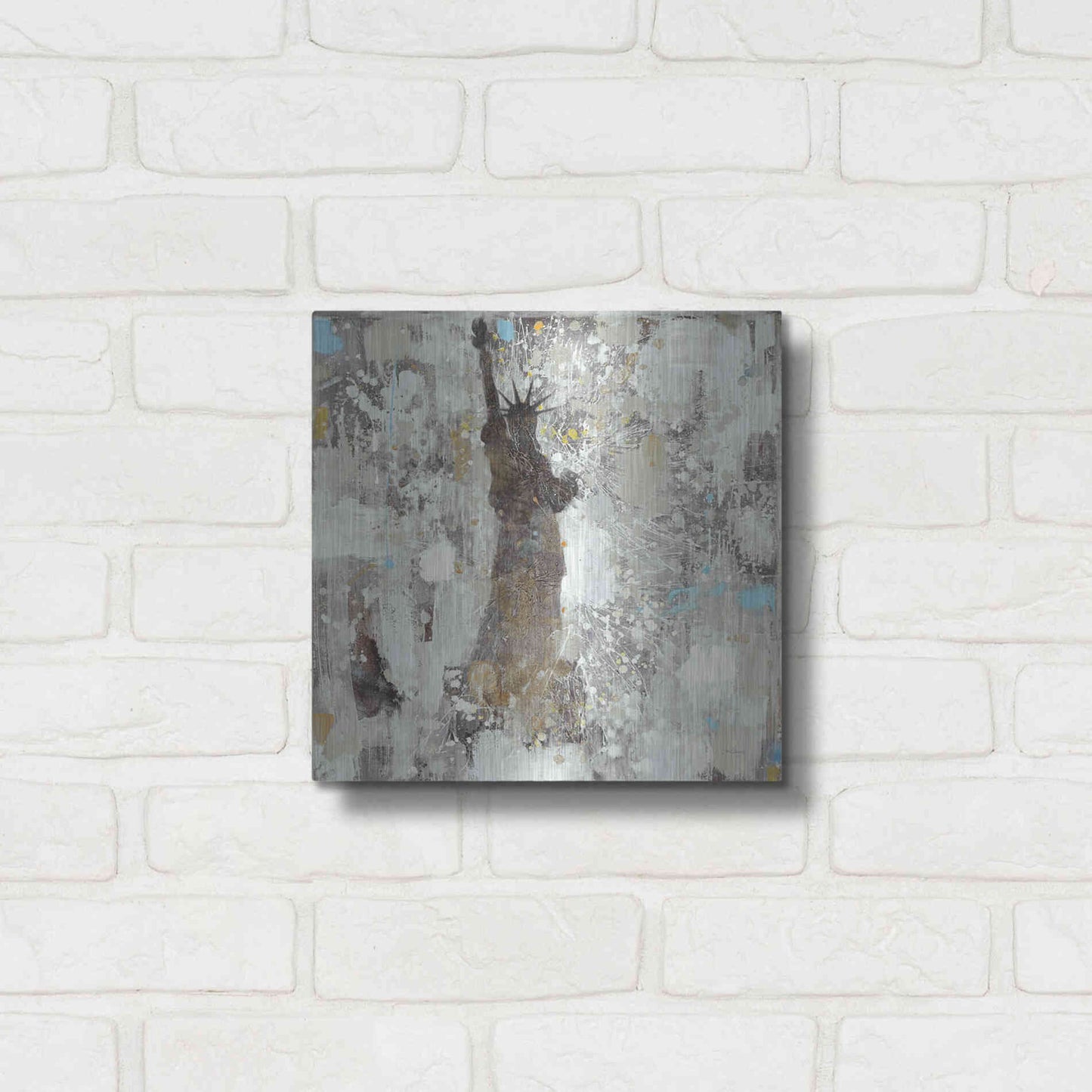 Luxe Metal Art 'Statue of Liberty Neutral' by Albena Hristova, Metal Wall Art,12x12