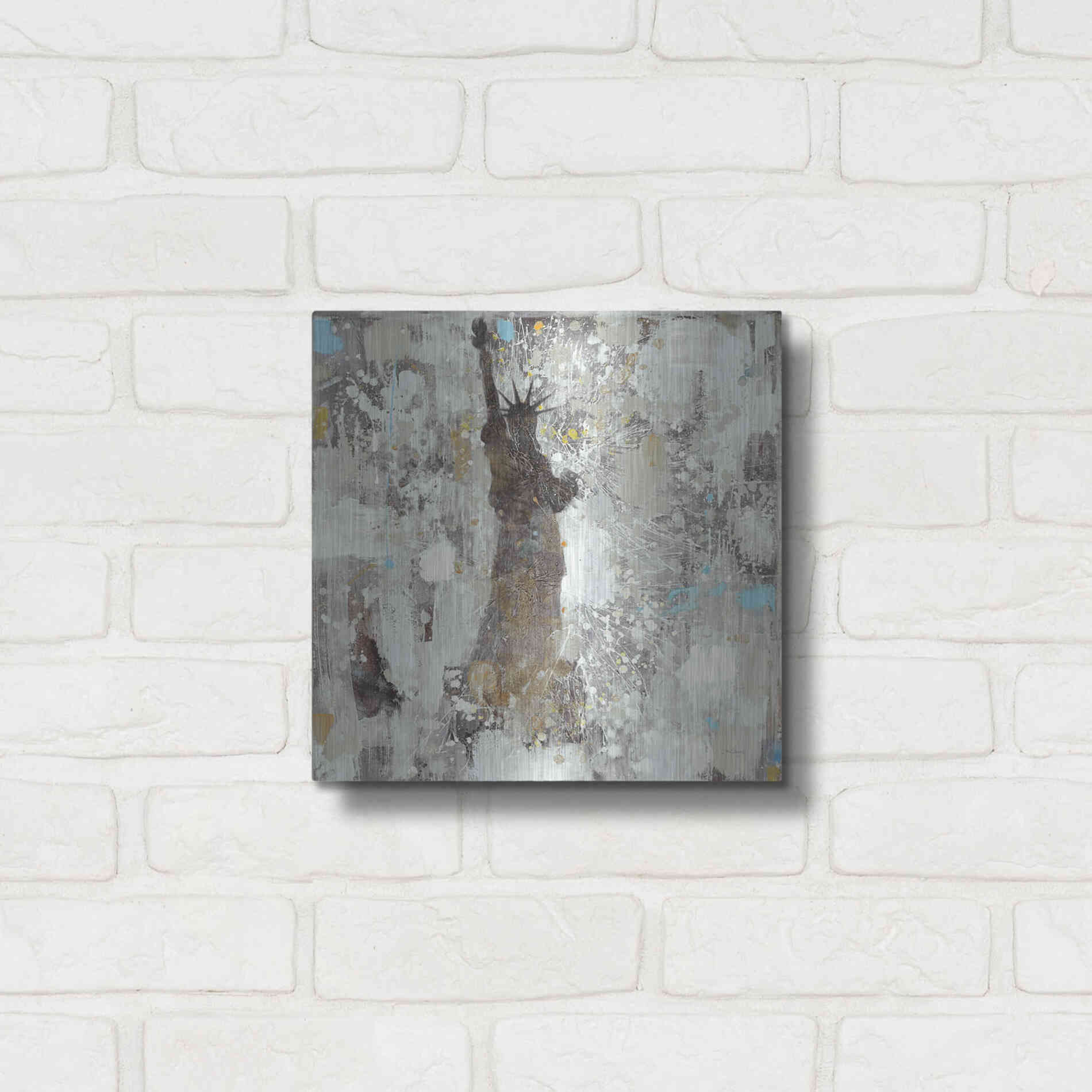 Luxe Metal Art 'Statue of Liberty Neutral' by Albena Hristova, Metal Wall Art,12x12