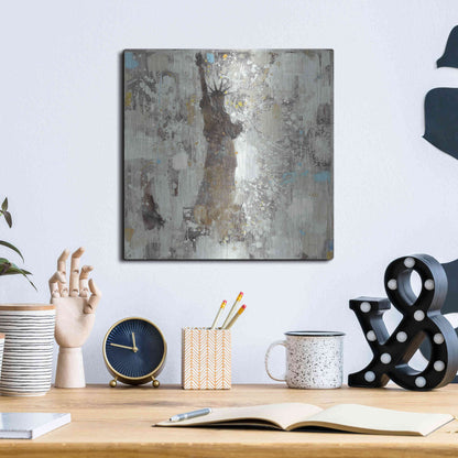 Luxe Metal Art 'Statue of Liberty Neutral' by Albena Hristova, Metal Wall Art,12x12