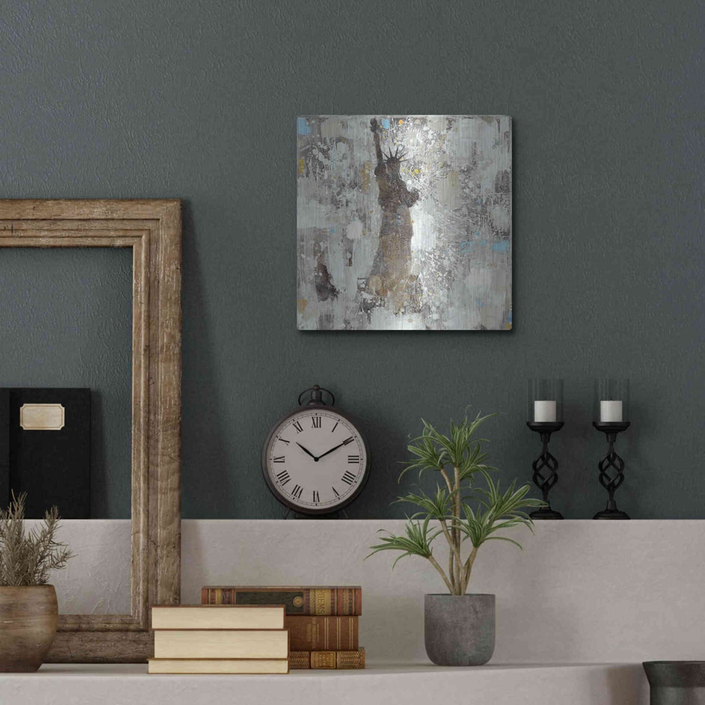 Luxe Metal Art 'Statue of Liberty Neutral' by Albena Hristova, Metal Wall Art,12x12