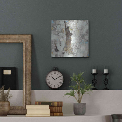 Luxe Metal Art 'Statue of Liberty Neutral' by Albena Hristova, Metal Wall Art,12x12