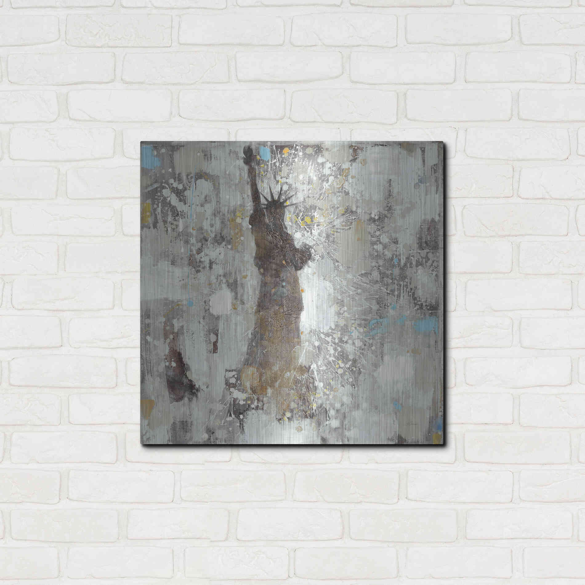 Luxe Metal Art 'Statue of Liberty Neutral' by Albena Hristova, Metal Wall Art,24x24