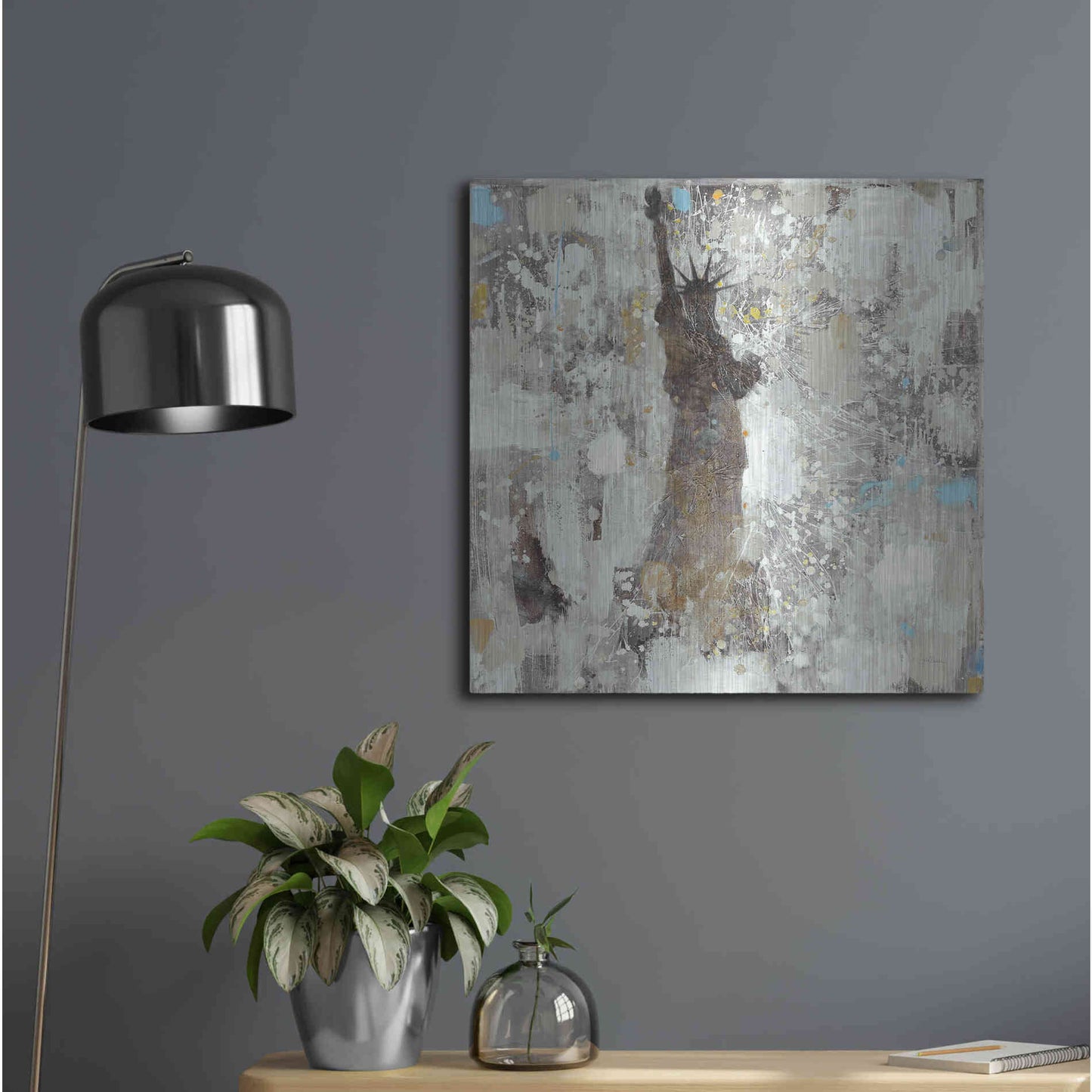 Luxe Metal Art 'Statue of Liberty Neutral' by Albena Hristova, Metal Wall Art,24x24