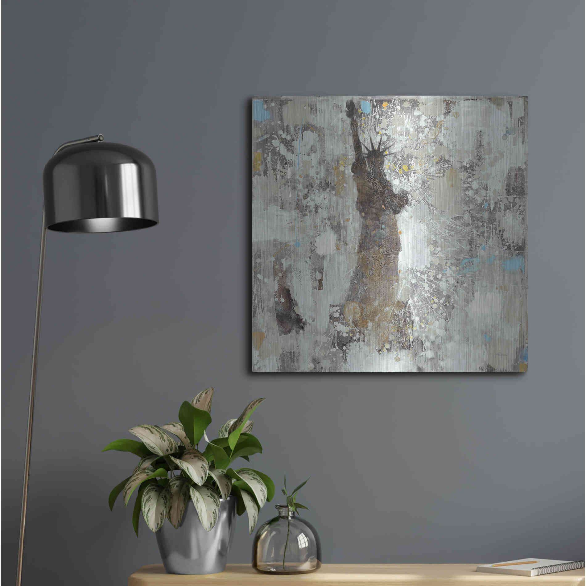 Luxe Metal Art 'Statue of Liberty Neutral' by Albena Hristova, Metal Wall Art,24x24