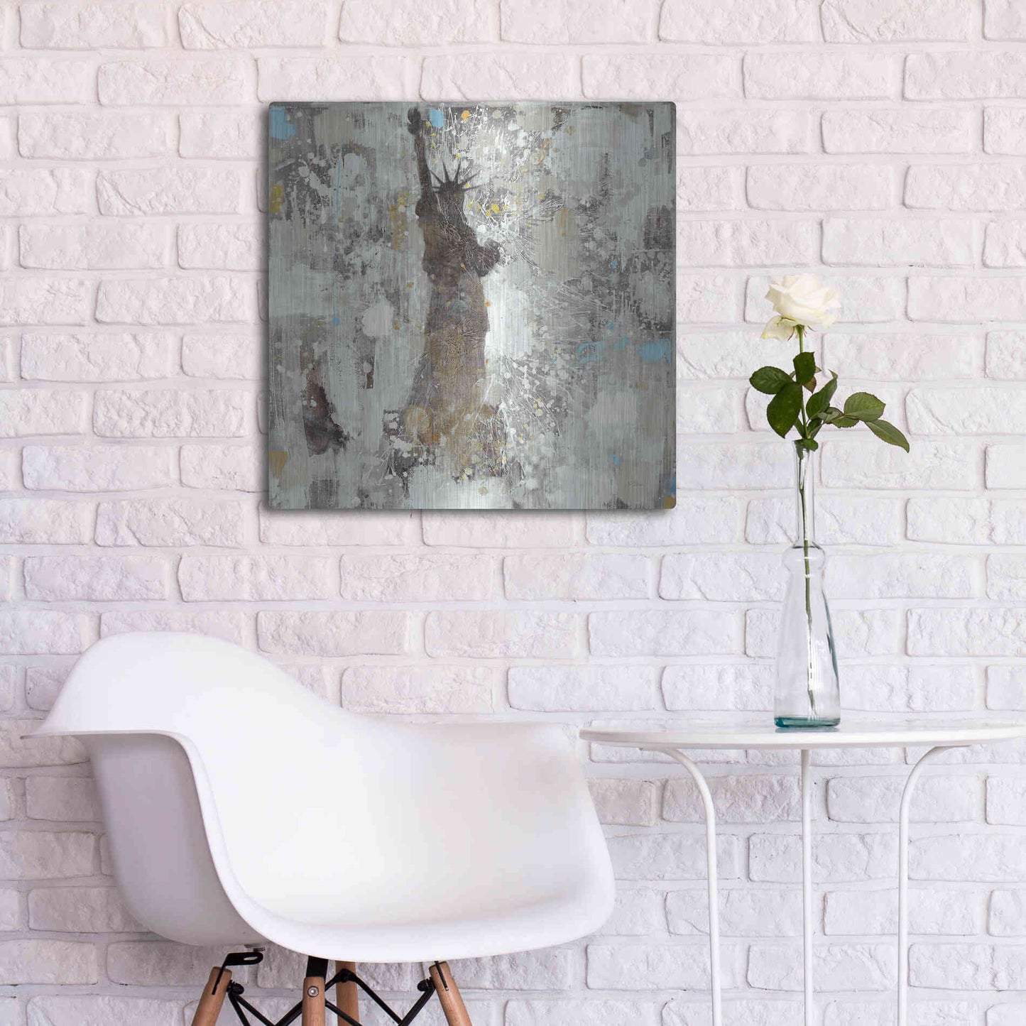 Luxe Metal Art 'Statue of Liberty Neutral' by Albena Hristova, Metal Wall Art,24x24