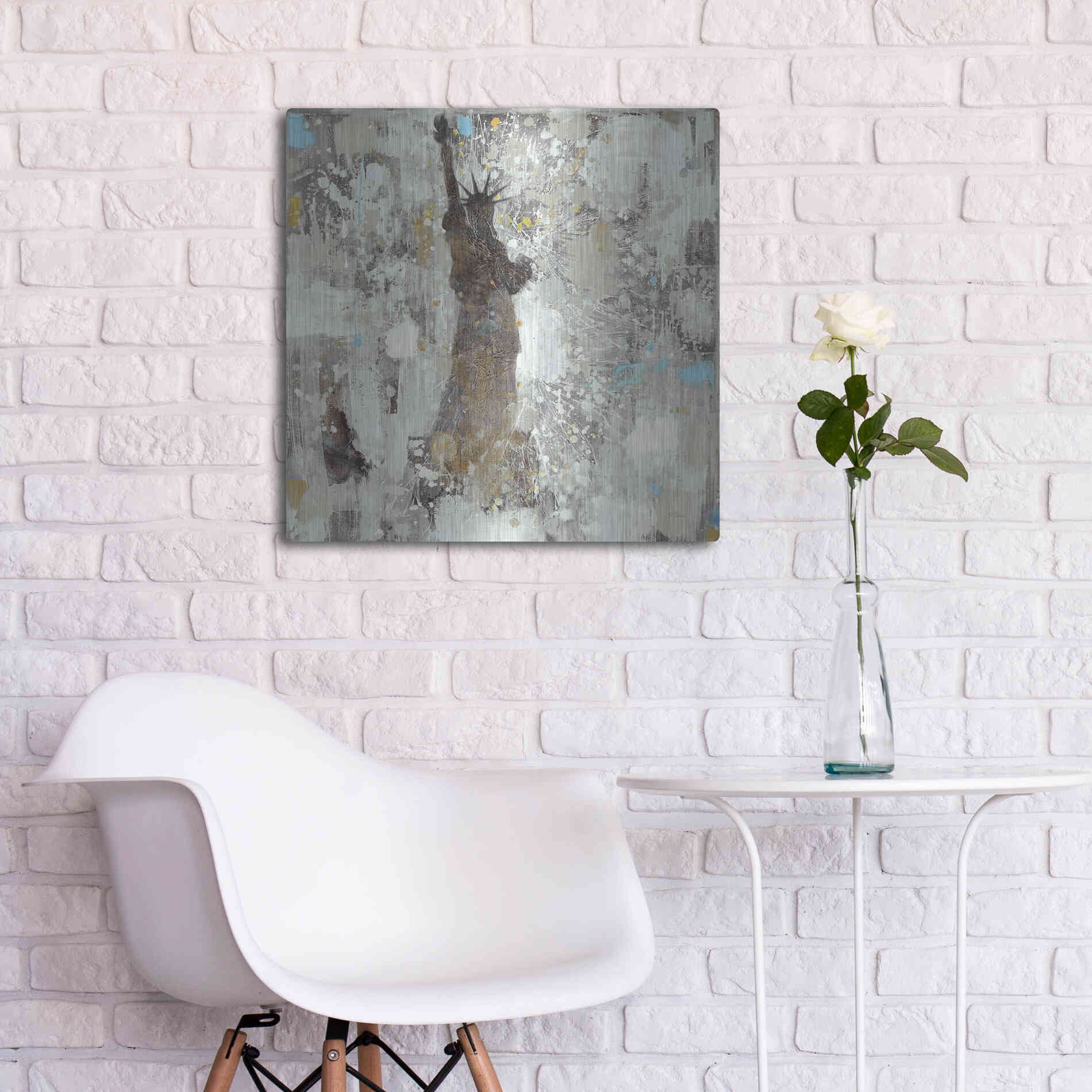 Luxe Metal Art 'Statue of Liberty Neutral' by Albena Hristova, Metal Wall Art,24x24