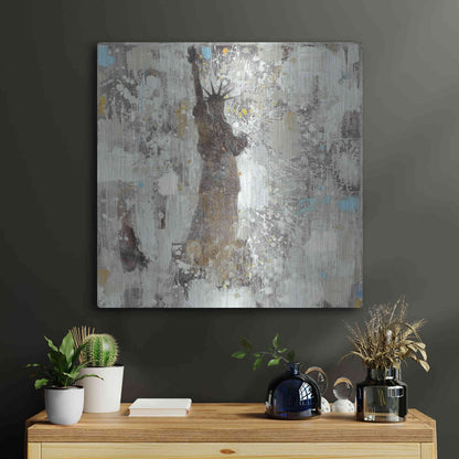Luxe Metal Art 'Statue of Liberty Neutral' by Albena Hristova, Metal Wall Art,24x24