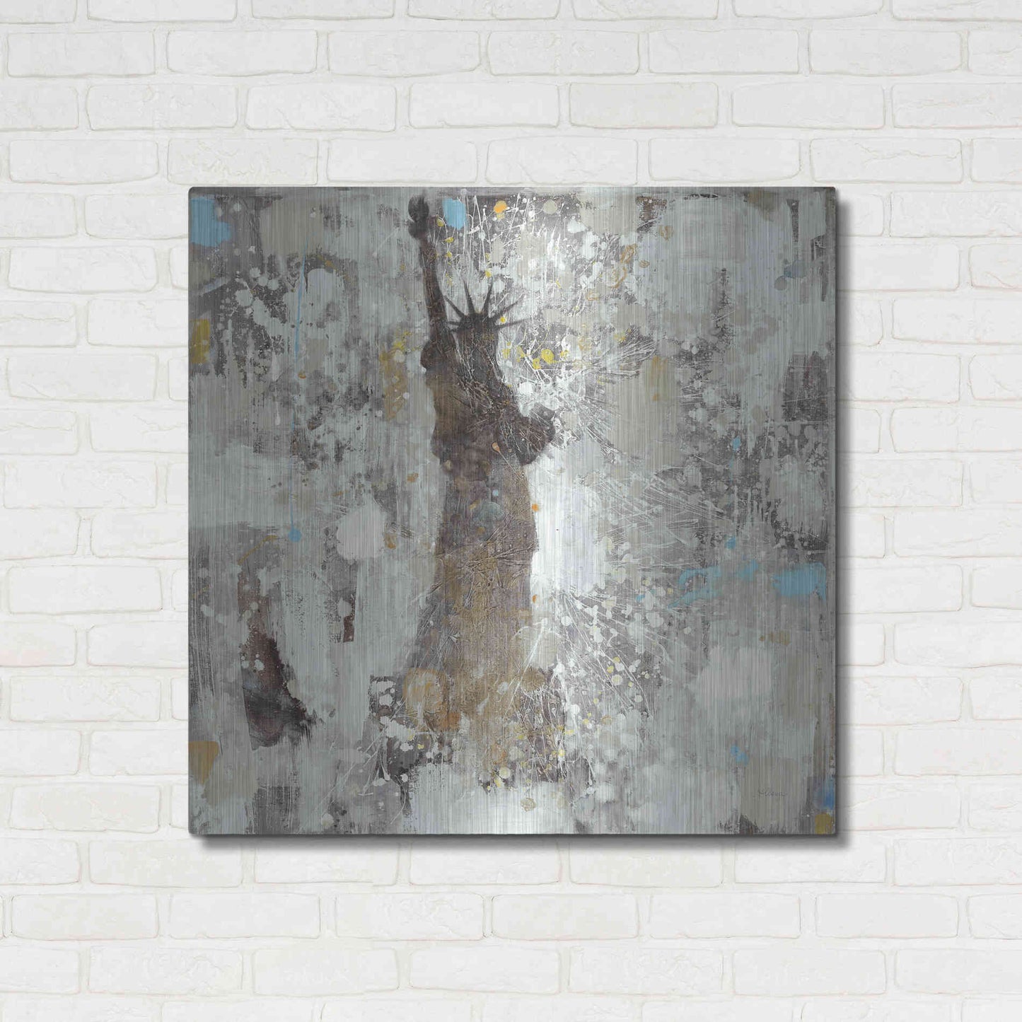 Luxe Metal Art 'Statue of Liberty Neutral' by Albena Hristova, Metal Wall Art,36x36