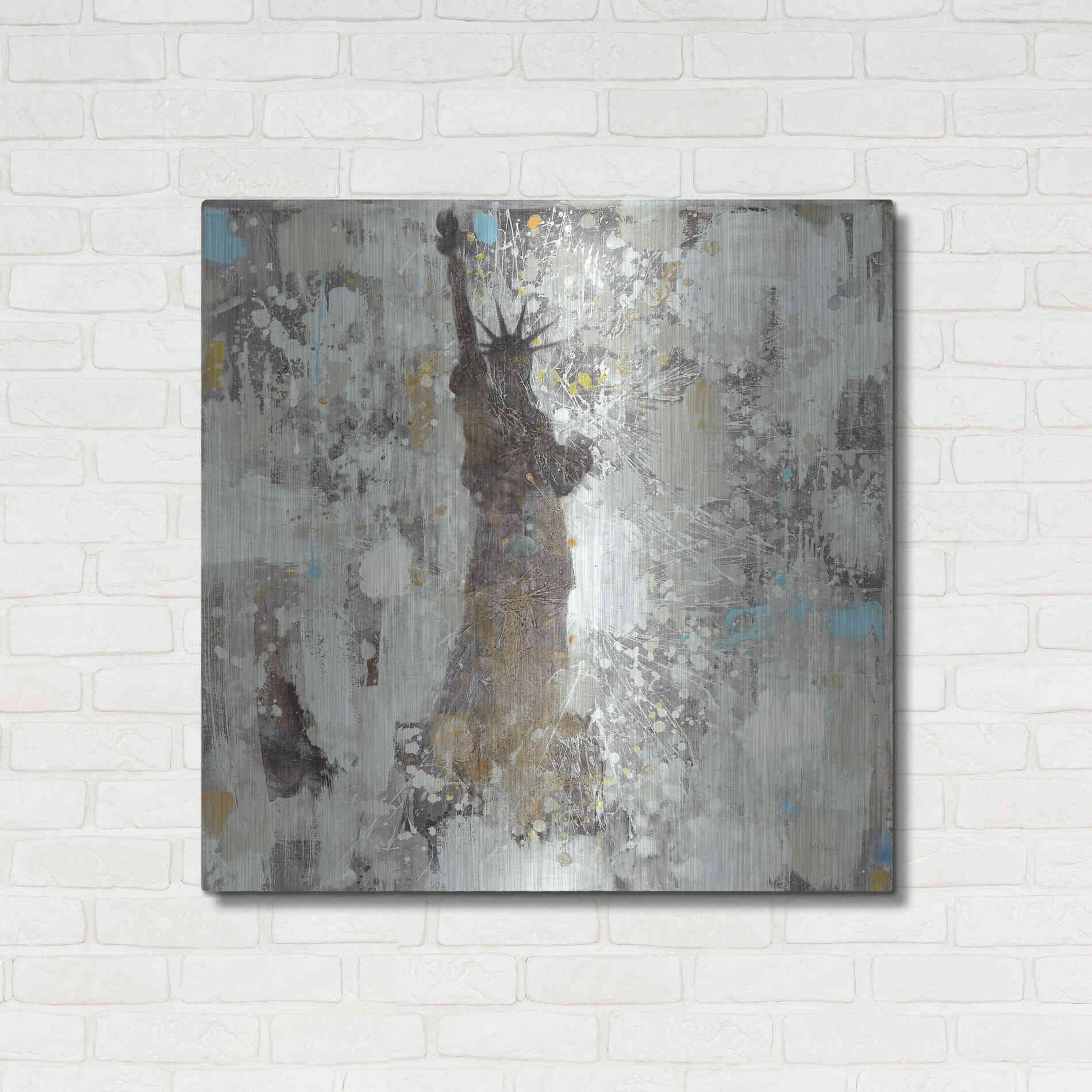 Luxe Metal Art 'Statue of Liberty Neutral' by Albena Hristova, Metal Wall Art,36x36