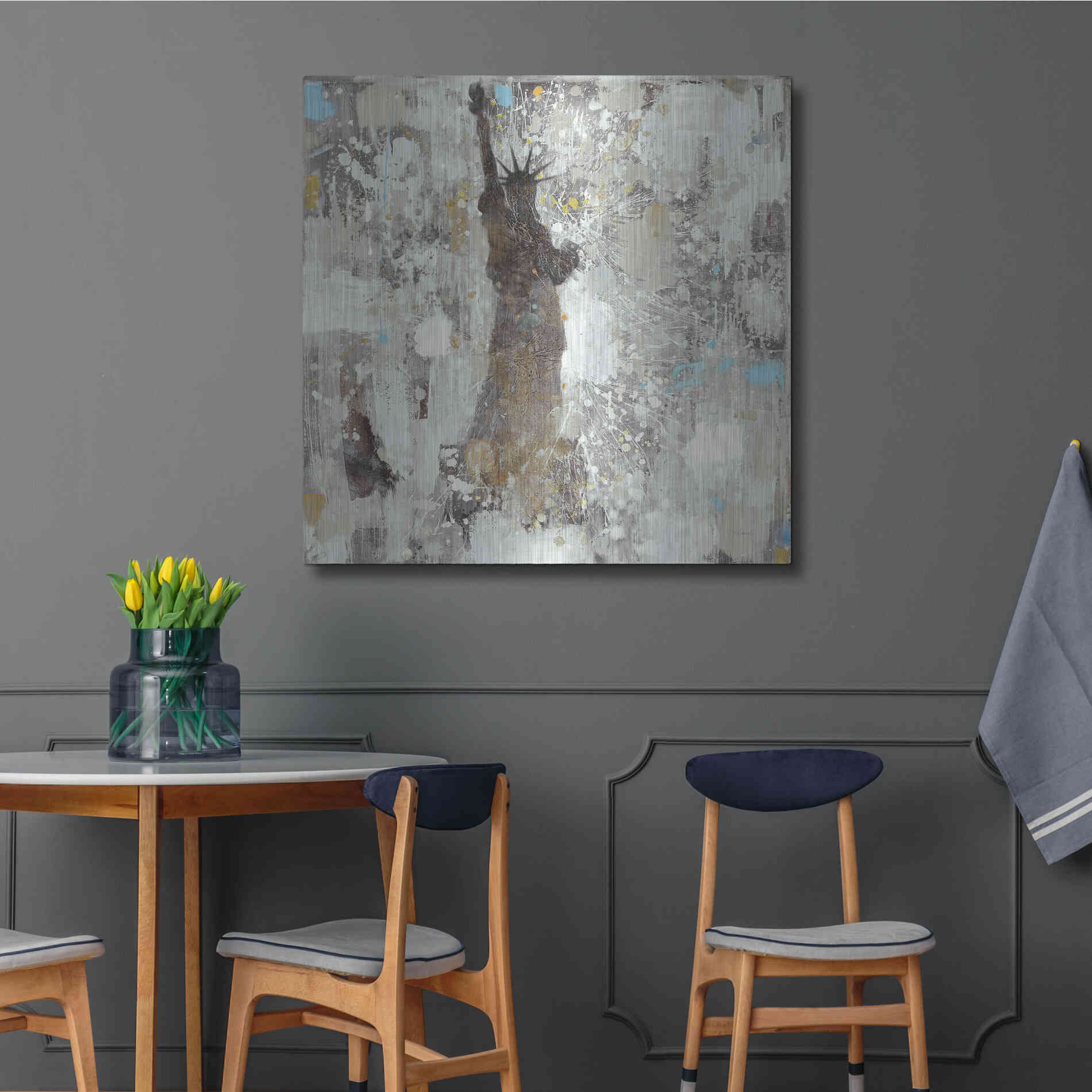 Luxe Metal Art 'Statue of Liberty Neutral' by Albena Hristova, Metal Wall Art,36x36