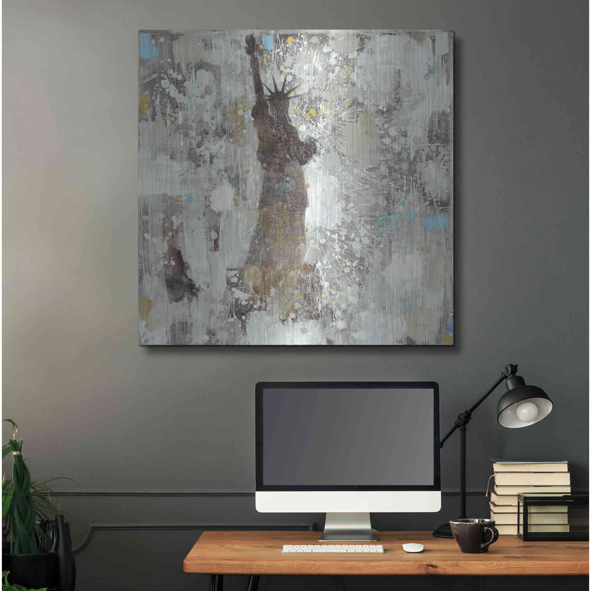 Luxe Metal Art 'Statue of Liberty Neutral' by Albena Hristova, Metal Wall Art,36x36