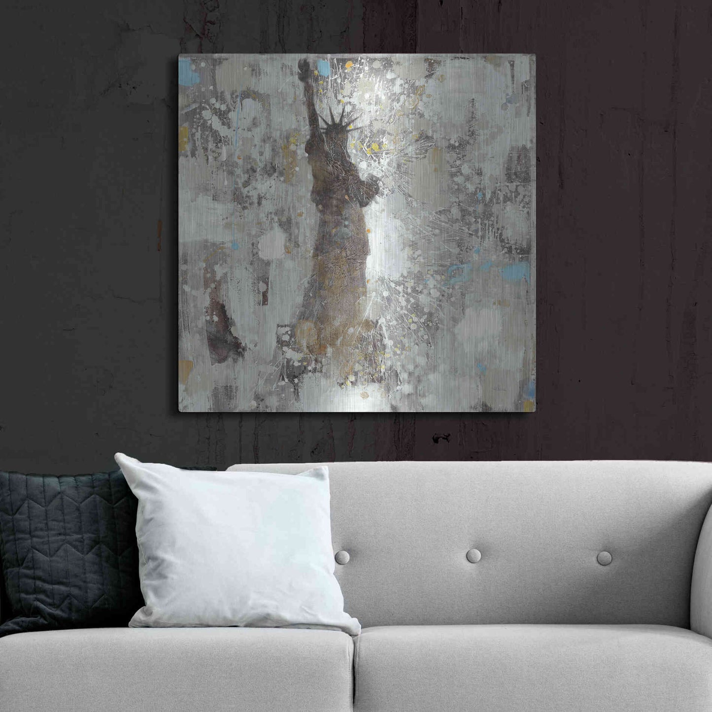 Luxe Metal Art 'Statue of Liberty Neutral' by Albena Hristova, Metal Wall Art,36x36