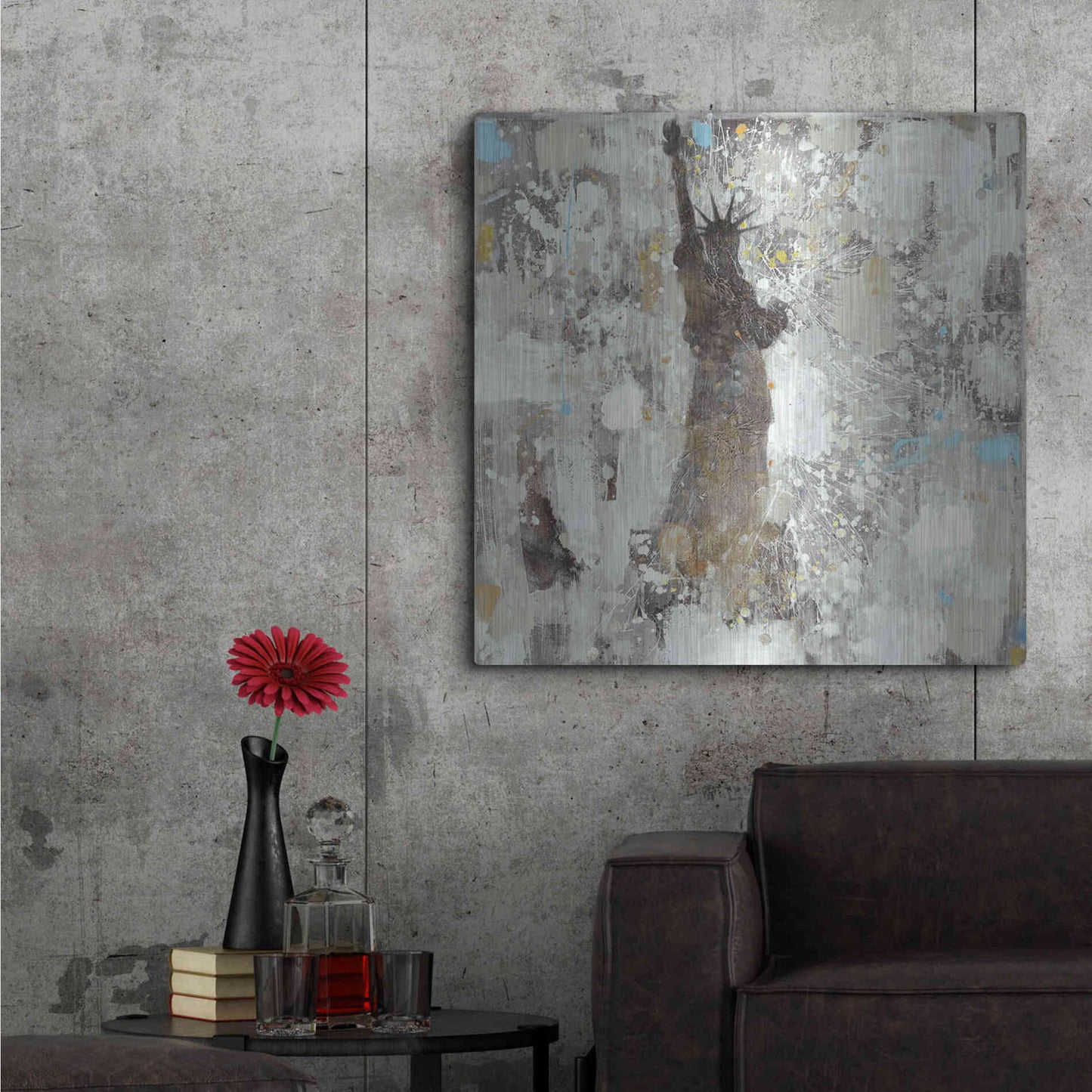 Luxe Metal Art 'Statue of Liberty Neutral' by Albena Hristova, Metal Wall Art,36x36