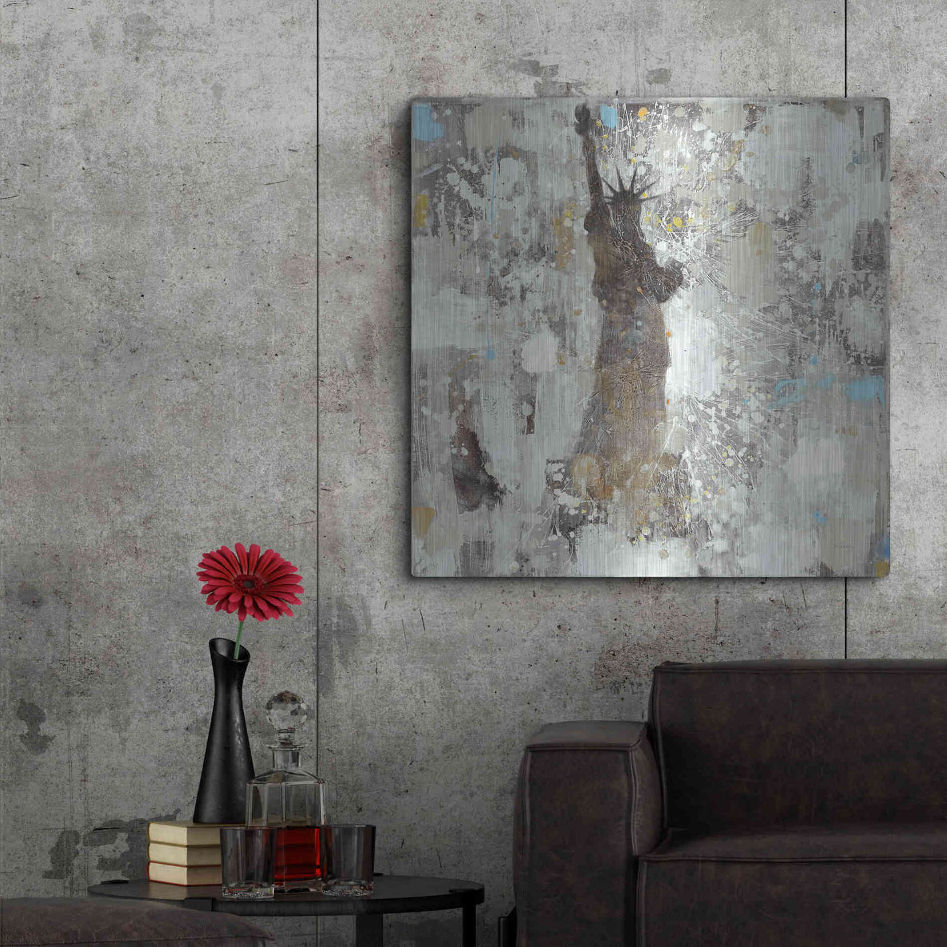 Luxe Metal Art 'Statue of Liberty Neutral' by Albena Hristova, Metal Wall Art,36x36