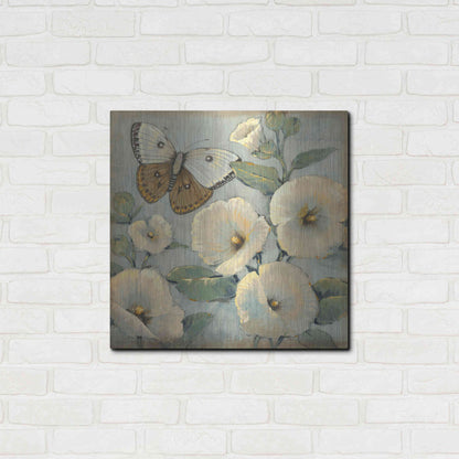 Luxe Metal Art 'Butterfly & Hollyhocks II' by Tim O'Toole, Metal Wall Art,24x24