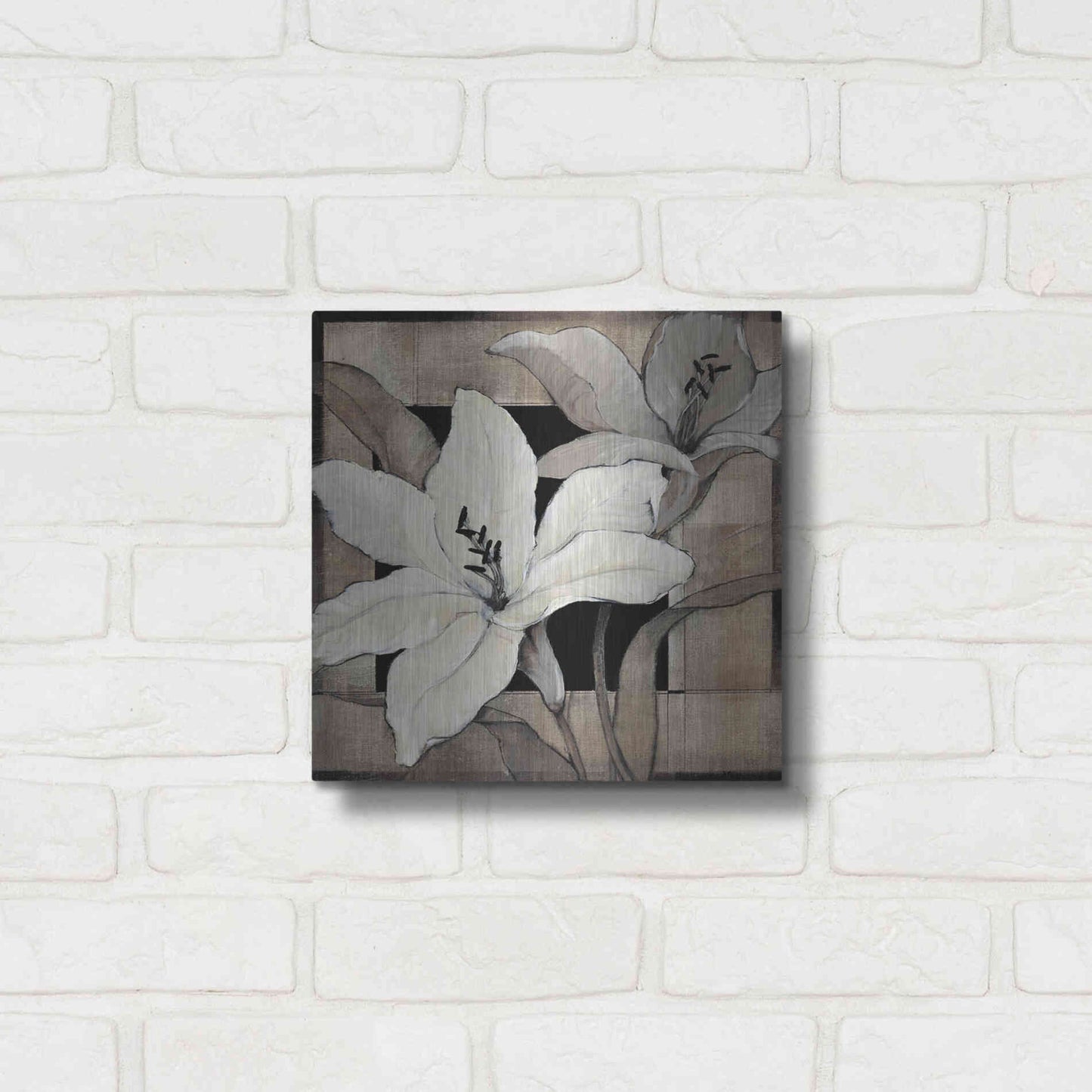 Luxe Metal Art 'Dramatic Lily Grid I' by Tim O'Toole, Metal Wall Art,12x12