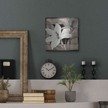 Luxe Metal Art 'Dramatic Lily Grid I' by Tim O'Toole, Metal Wall Art,12x12