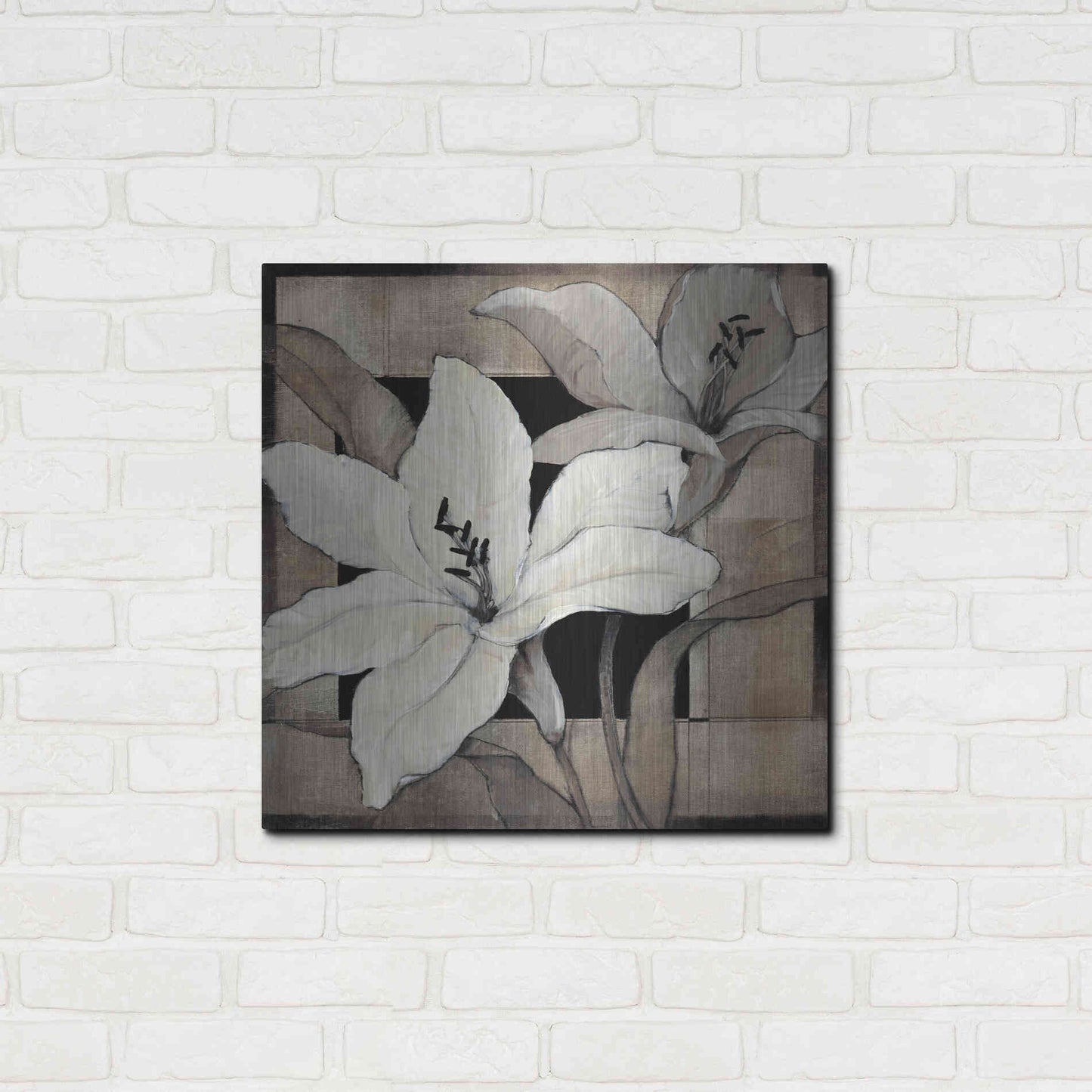 Luxe Metal Art 'Dramatic Lily Grid I' by Tim O'Toole, Metal Wall Art,24x24
