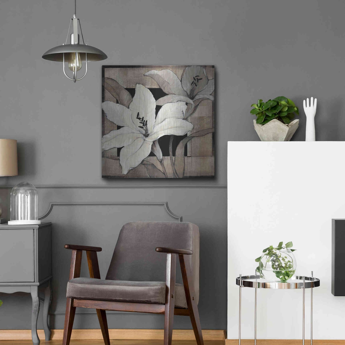 Luxe Metal Art 'Dramatic Lily Grid I' by Tim O'Toole, Metal Wall Art,24x24