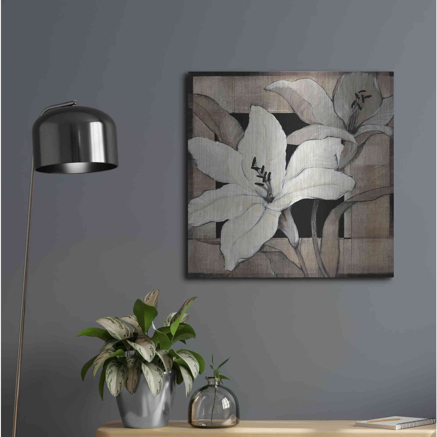 Luxe Metal Art 'Dramatic Lily Grid I' by Tim O'Toole, Metal Wall Art,24x24