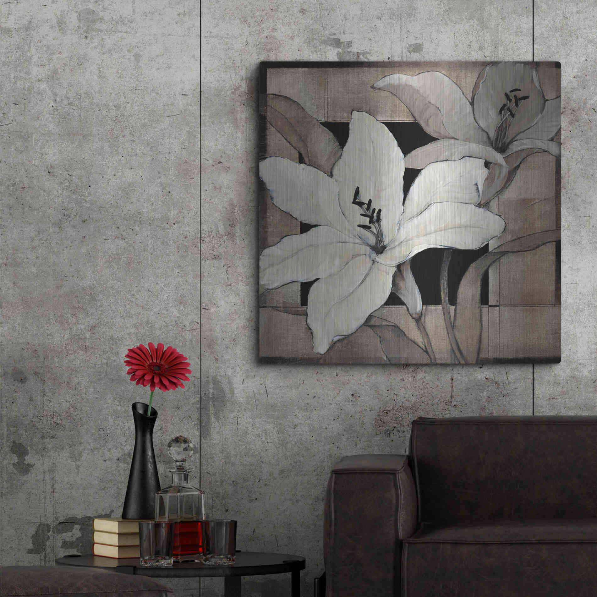 Luxe Metal Art 'Dramatic Lily Grid I' by Tim O'Toole, Metal Wall Art,36x36