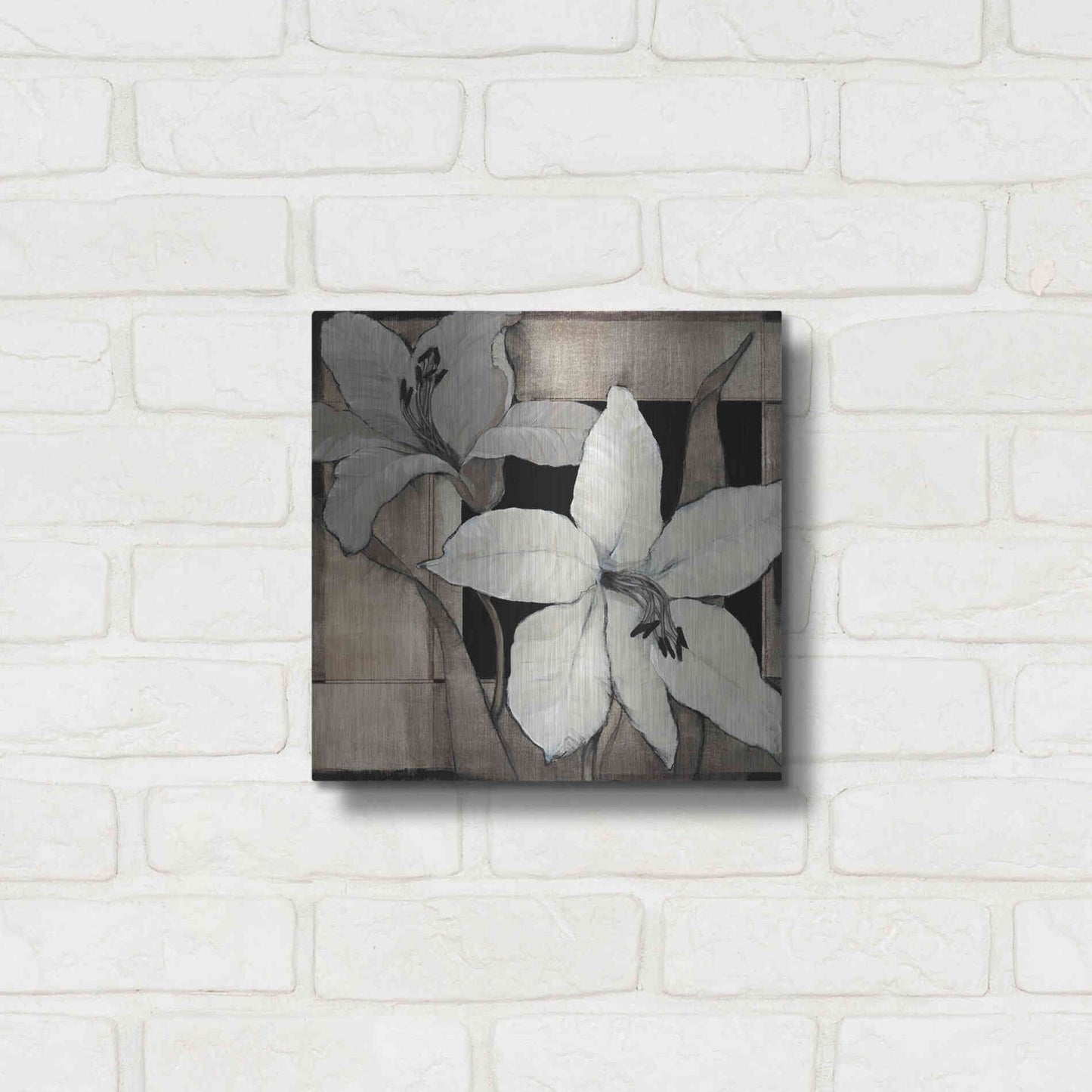 Luxe Metal Art 'Dramatic Lily Grid II' by Tim O'Toole, Metal Wall Art,12x12